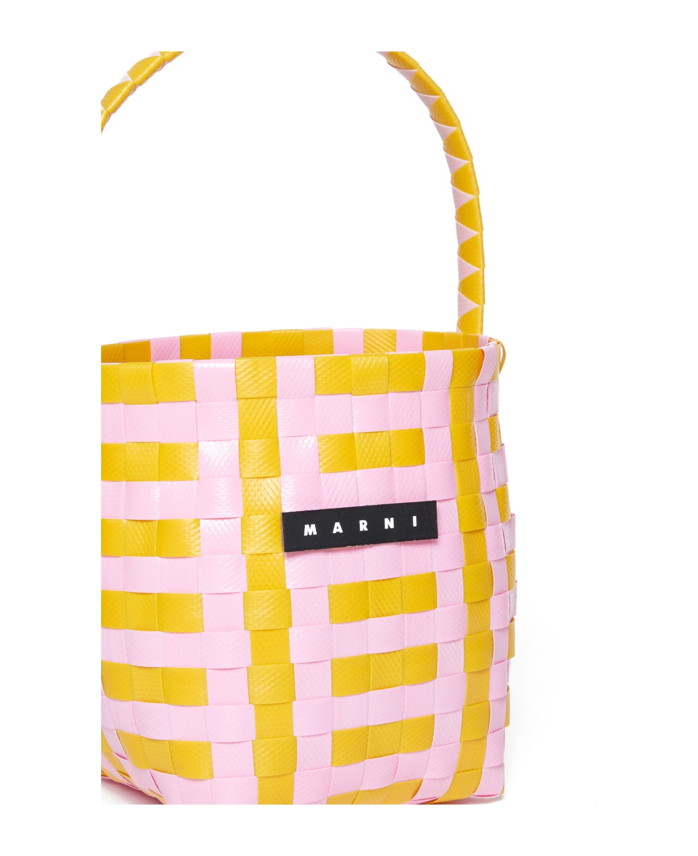 Marni Mw62f-pod Kid Bag Superbreak Bags Marni Lemon Yellow Woven Pod Bag With Single Handle And Applied Logo - Lemon zest yellow