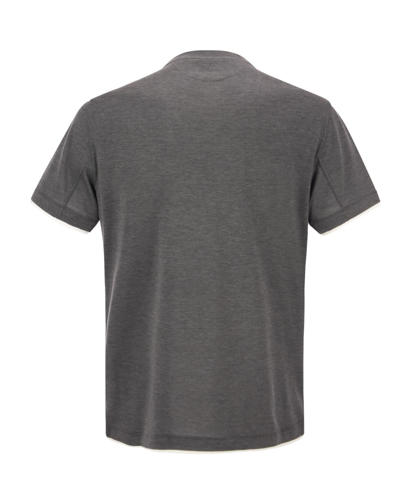 Brunello Cucinelli Silk And Cotton T-shirt - Grey シャツ