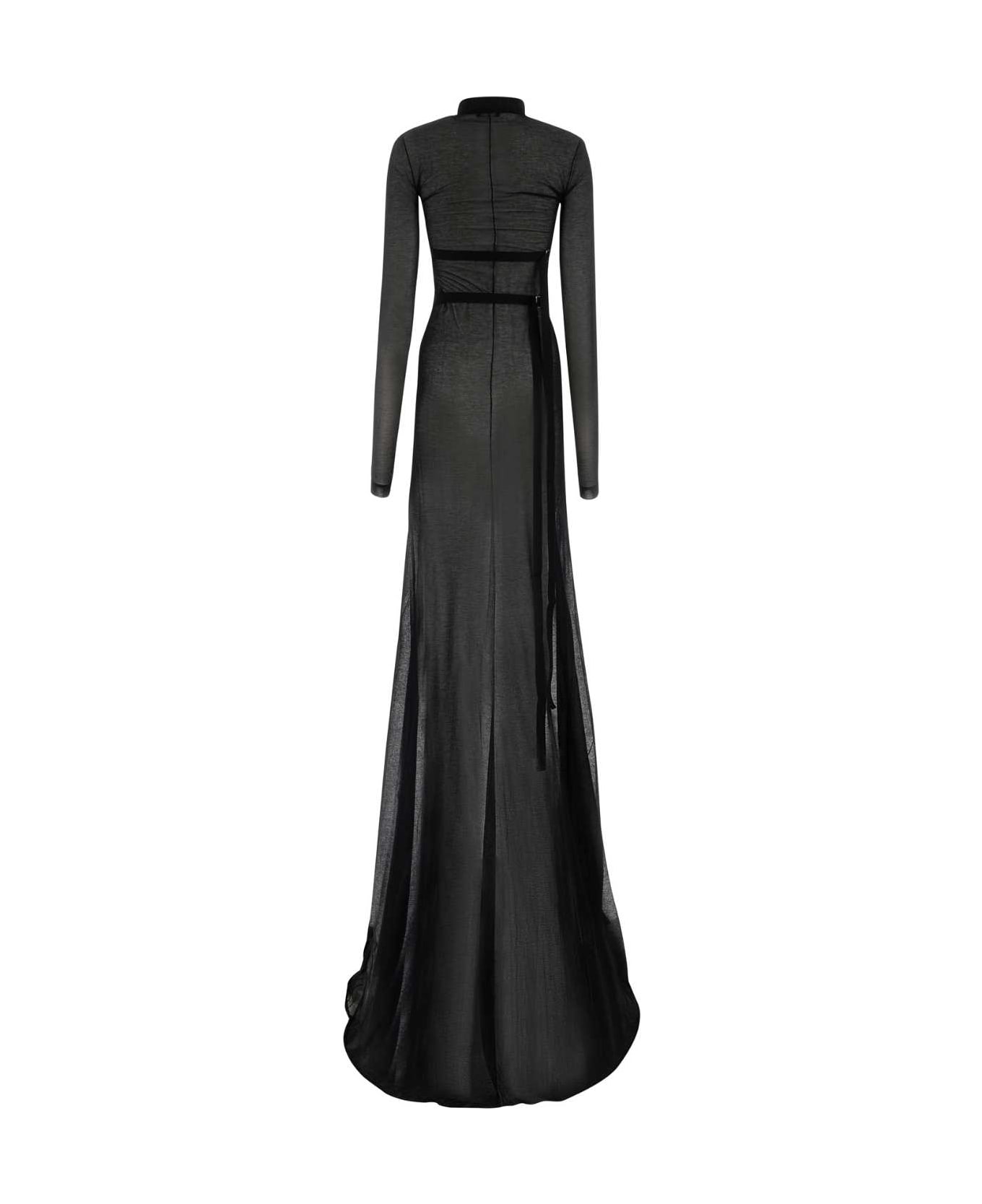 Ann Demeulemeester Black Cotton Blend Long Dress - 099