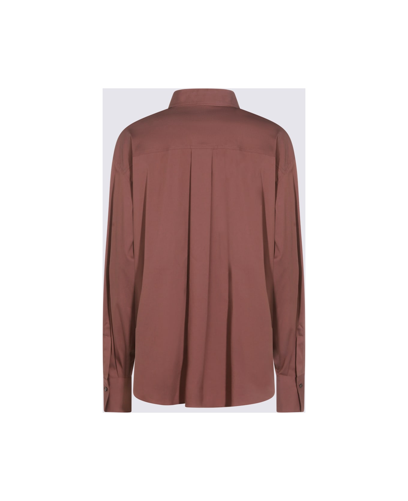 Brunello Cucinelli Red Brown Cotton Shirt - RED BROWN