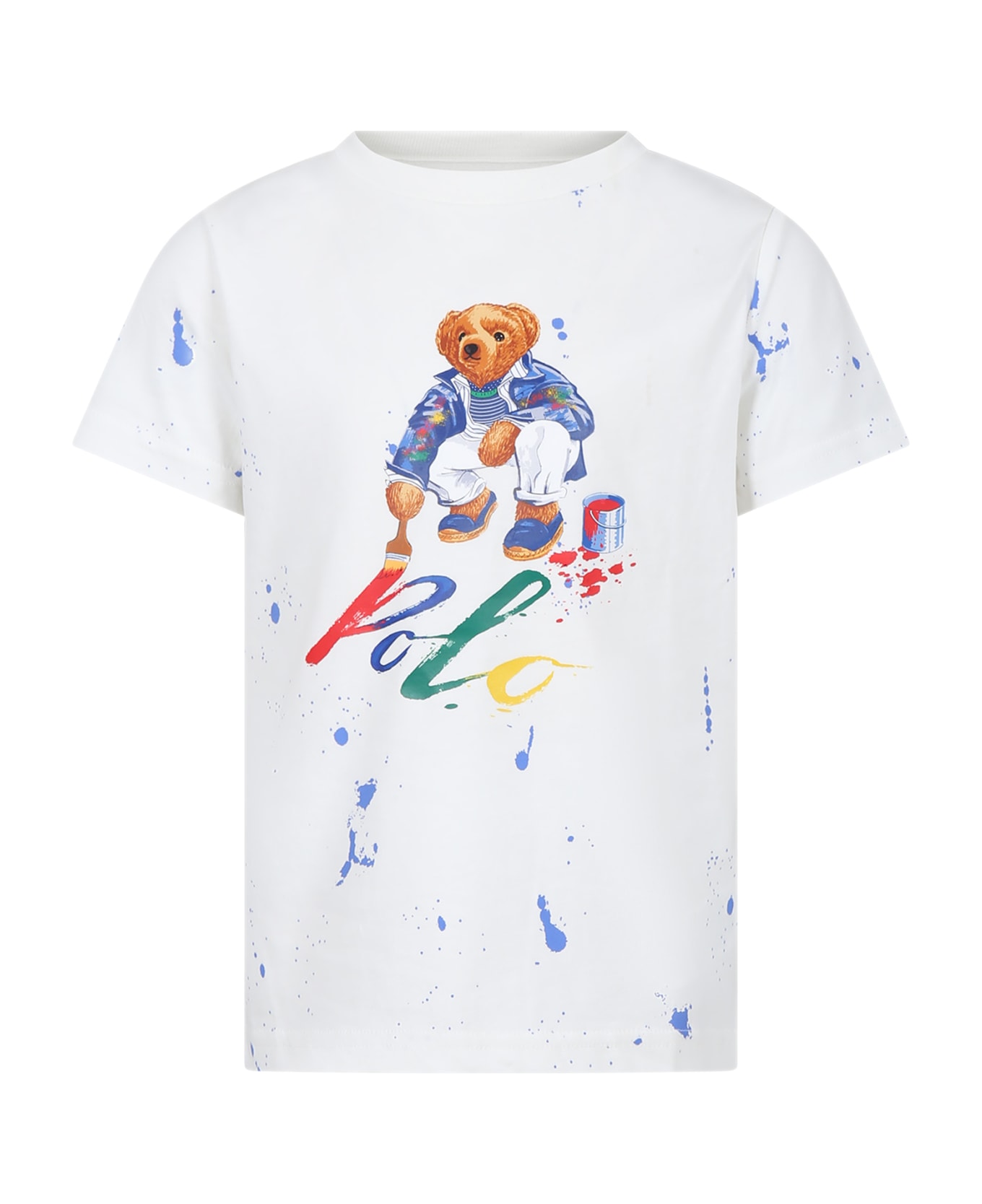 Ralph Lauren White T-shirt For Boy With Polo Bear - White Tシャツ＆ポロシャツ