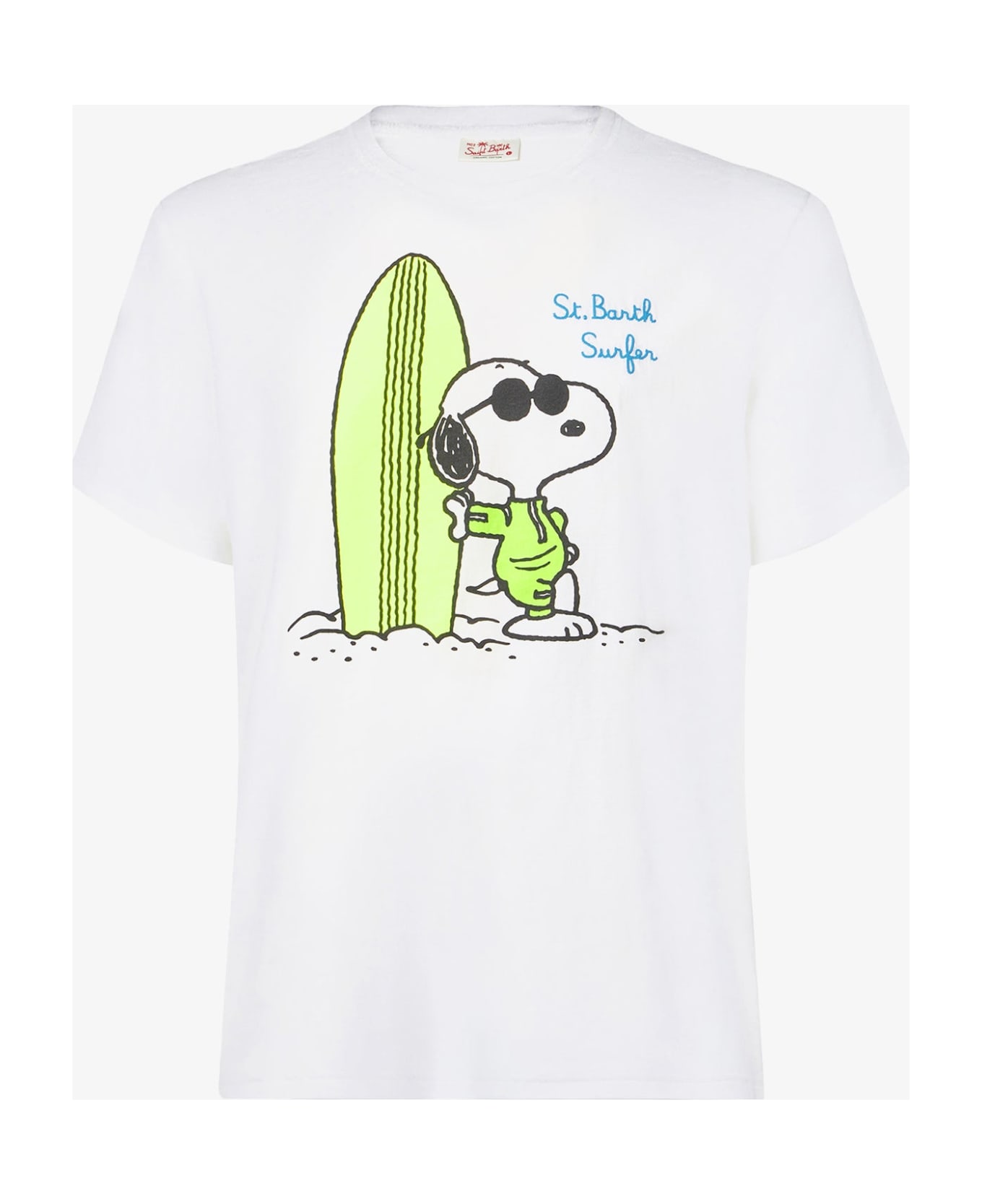 MC2 Saint Barth Man Cotton T-shirt With Surfer Snoopy Print | Peanuts® Special Edition - WHITE