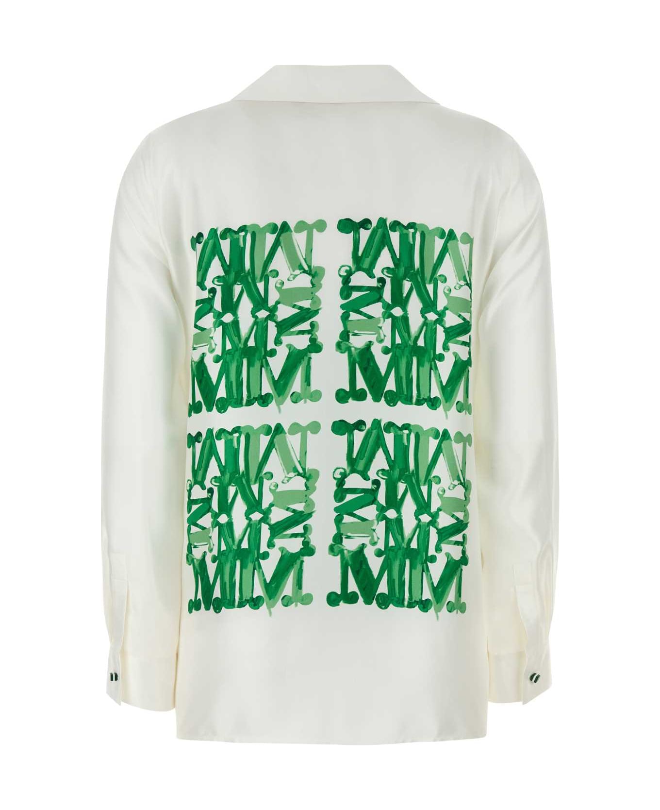 Max Mara White Silk Nail Shirt - VERDE SMERALDO