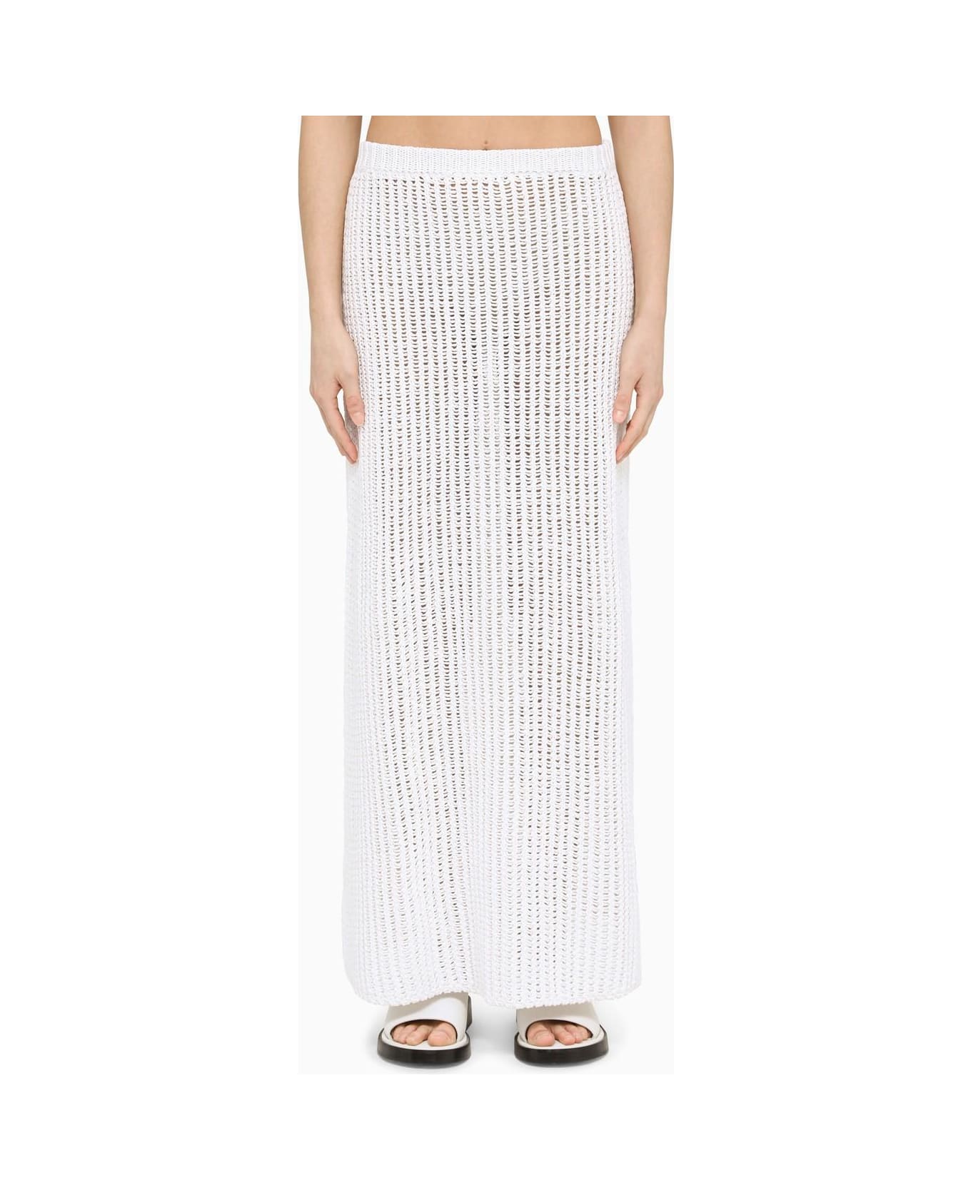 Ferragamo White Crochet Long Skirt - WHITE