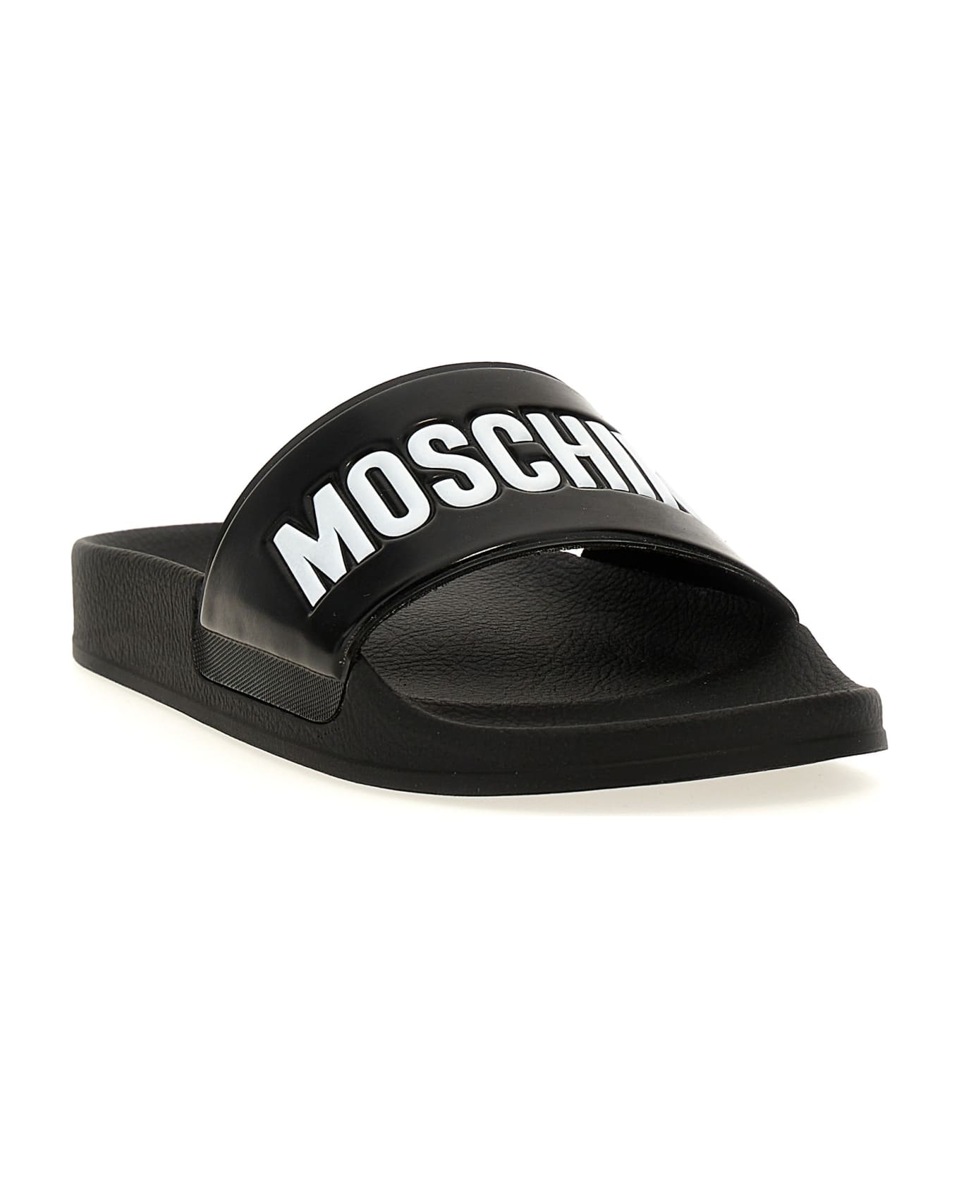Moschino Logo Slides - Black  