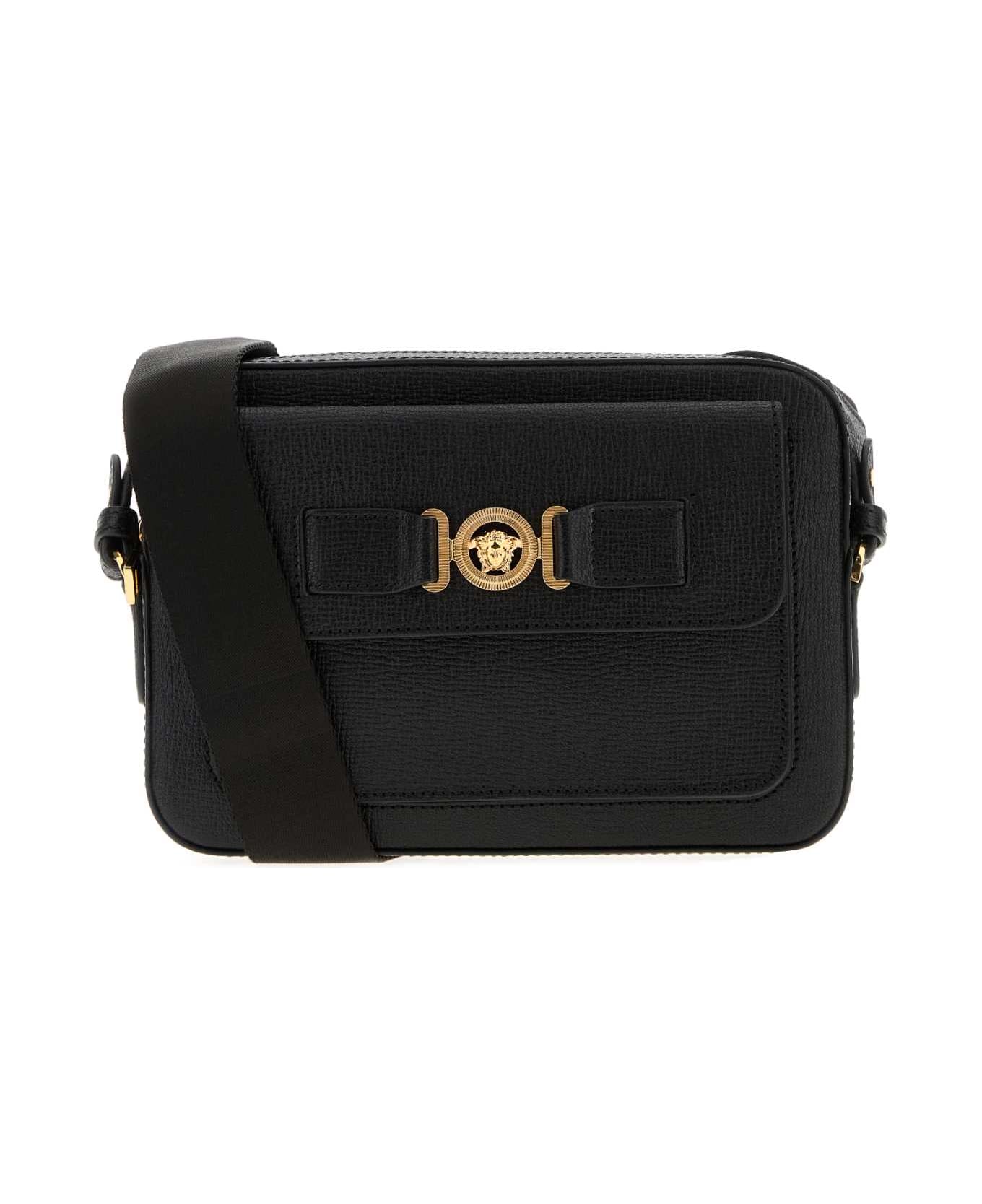 Versace Black Leather Crossbody Bag - BLACKVERSACEGOLD