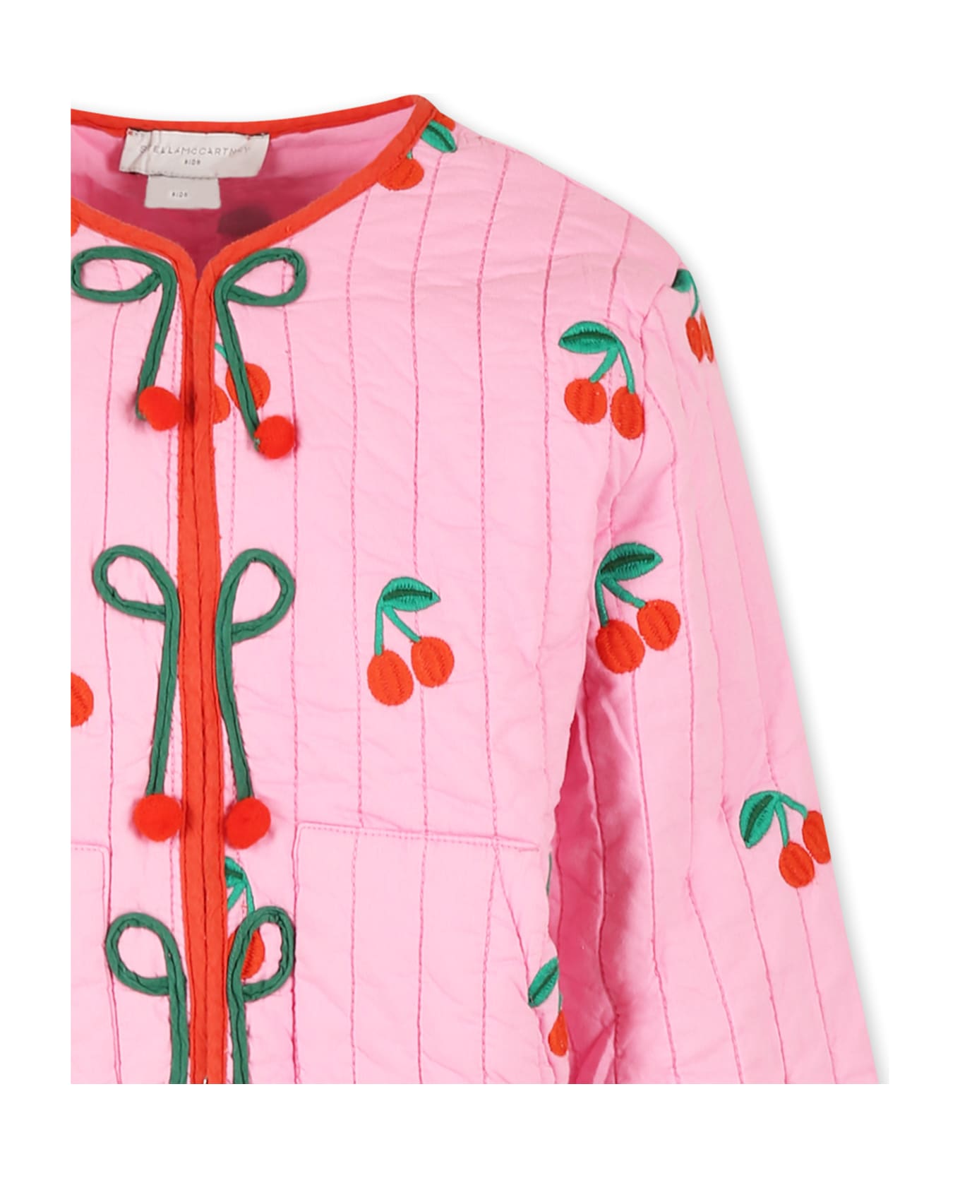 Stella McCartney Kids Pink Jacket For Girl With Cherries - Pink