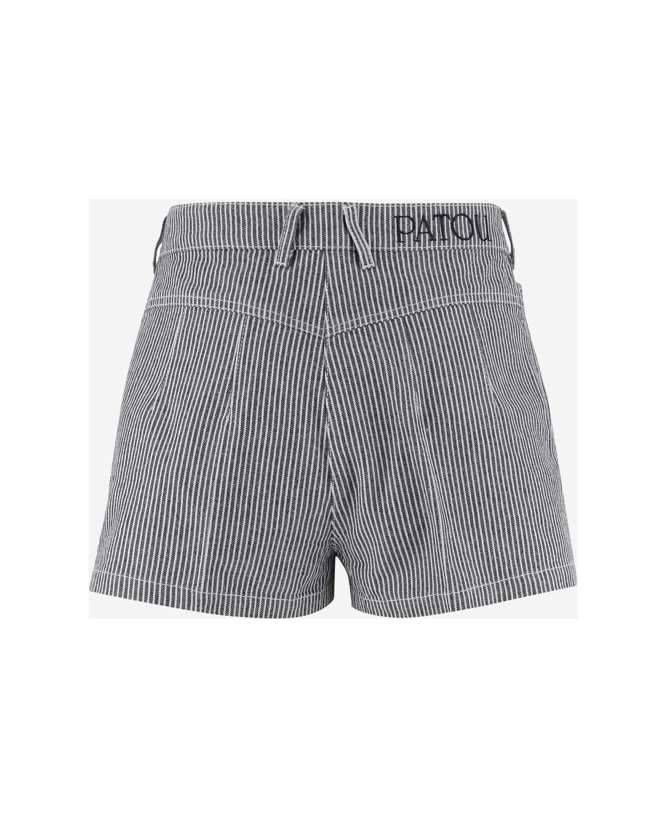 Patou Cotton Short Trousers With Striped Pattern - Navy Striped