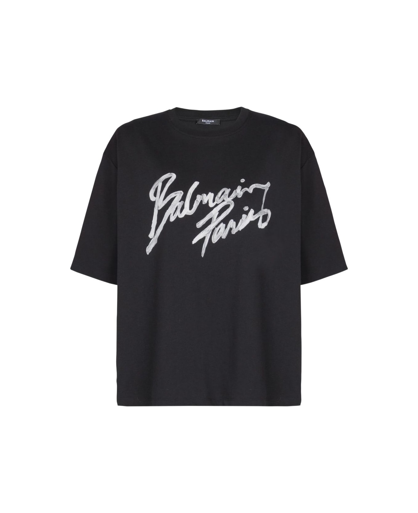 Balmain Logo Cotton T-shirt - Black
