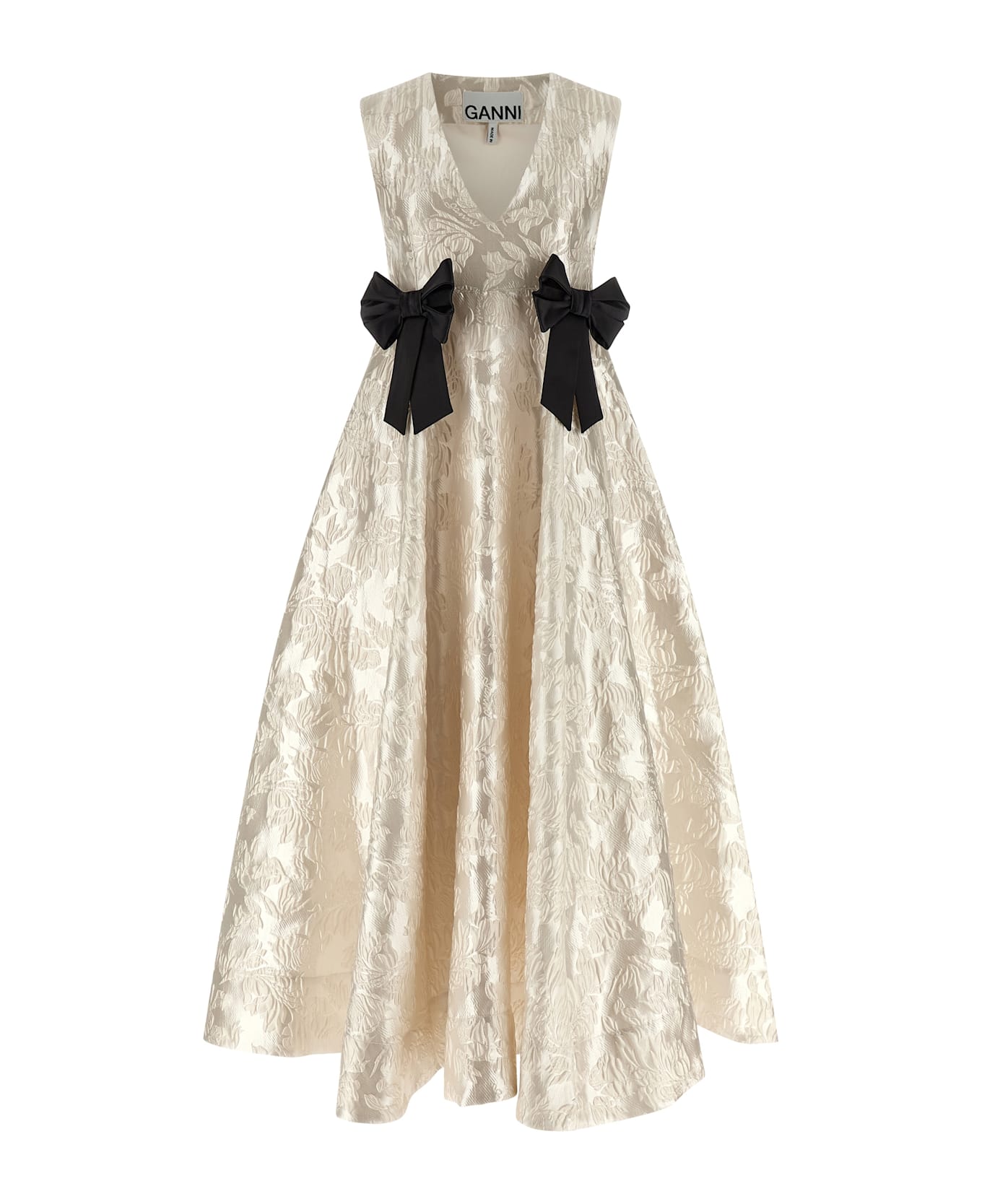 Ganni 'cloque V-neck' Dress - White