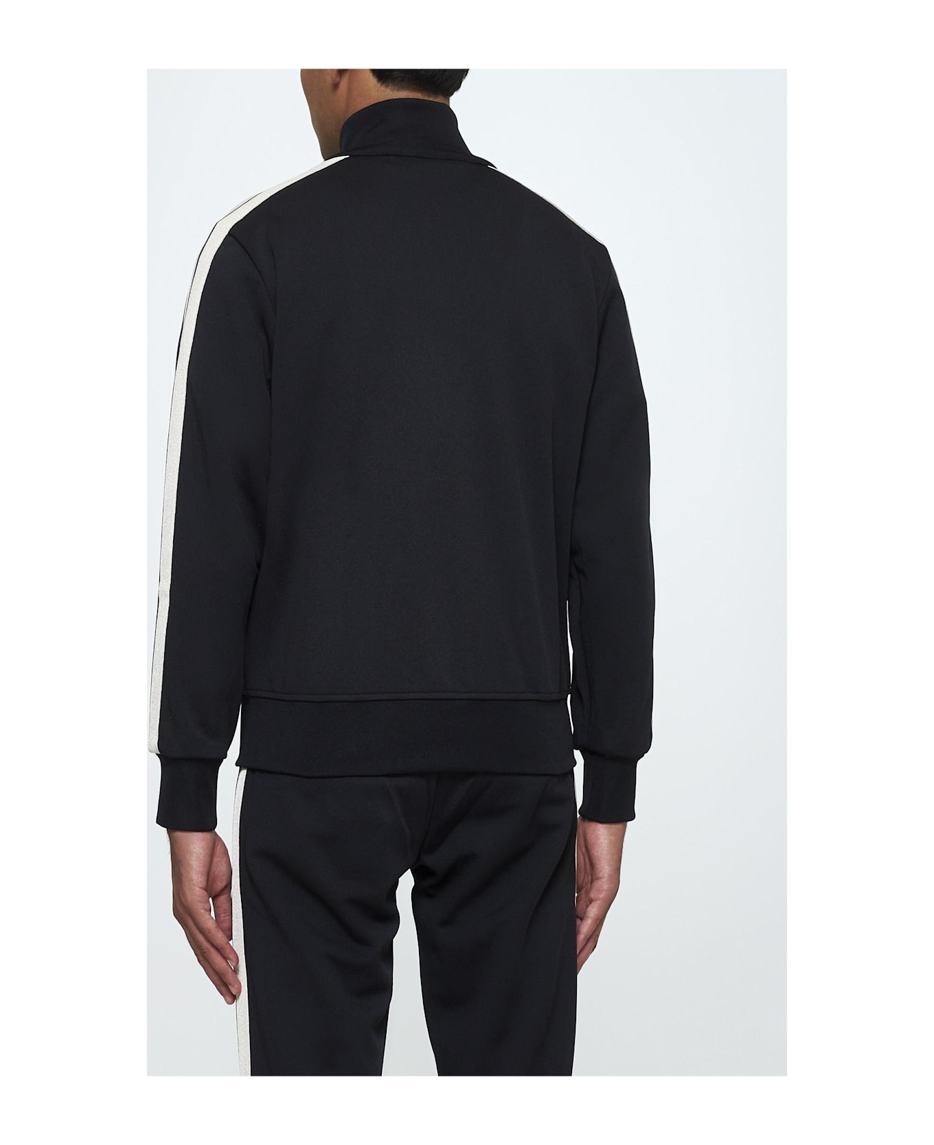 Palm Angels Jersey Zip-up Track Jacket - BLACK OFF WHITE