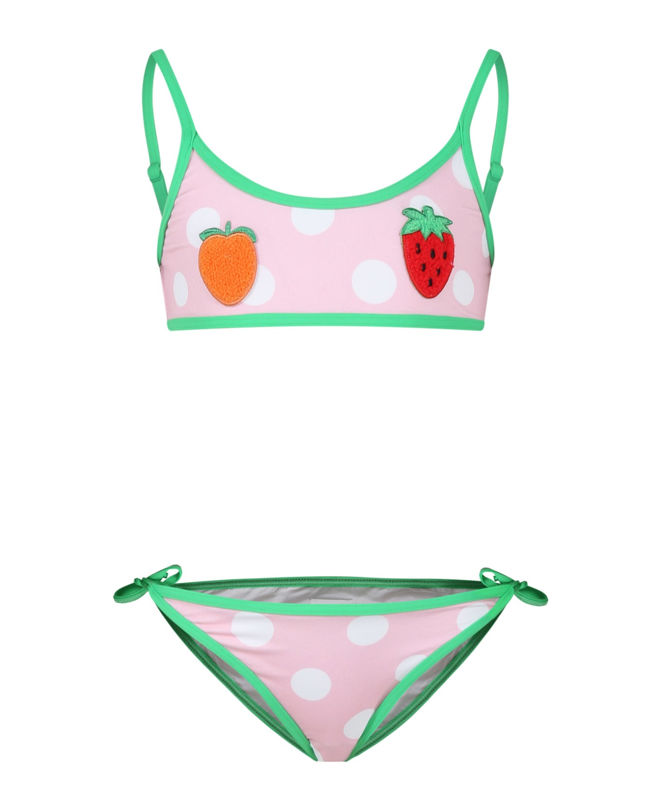 MC2 Saint Barth Pink Bikini For Girl With Frutits And Polka Dots - Pink 水着