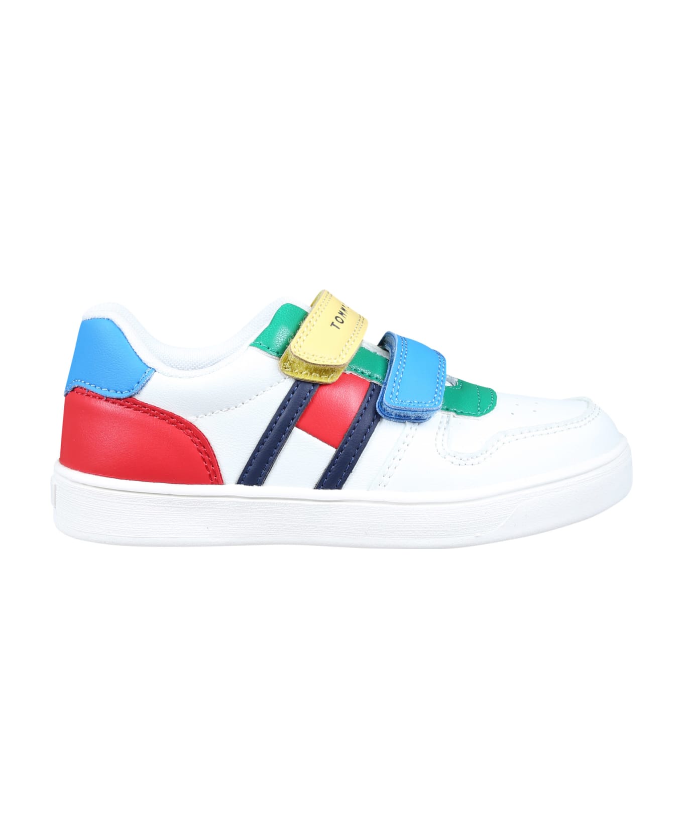 Tommy Hilfiger White Sneakers For Kids With Flag And Logo - White