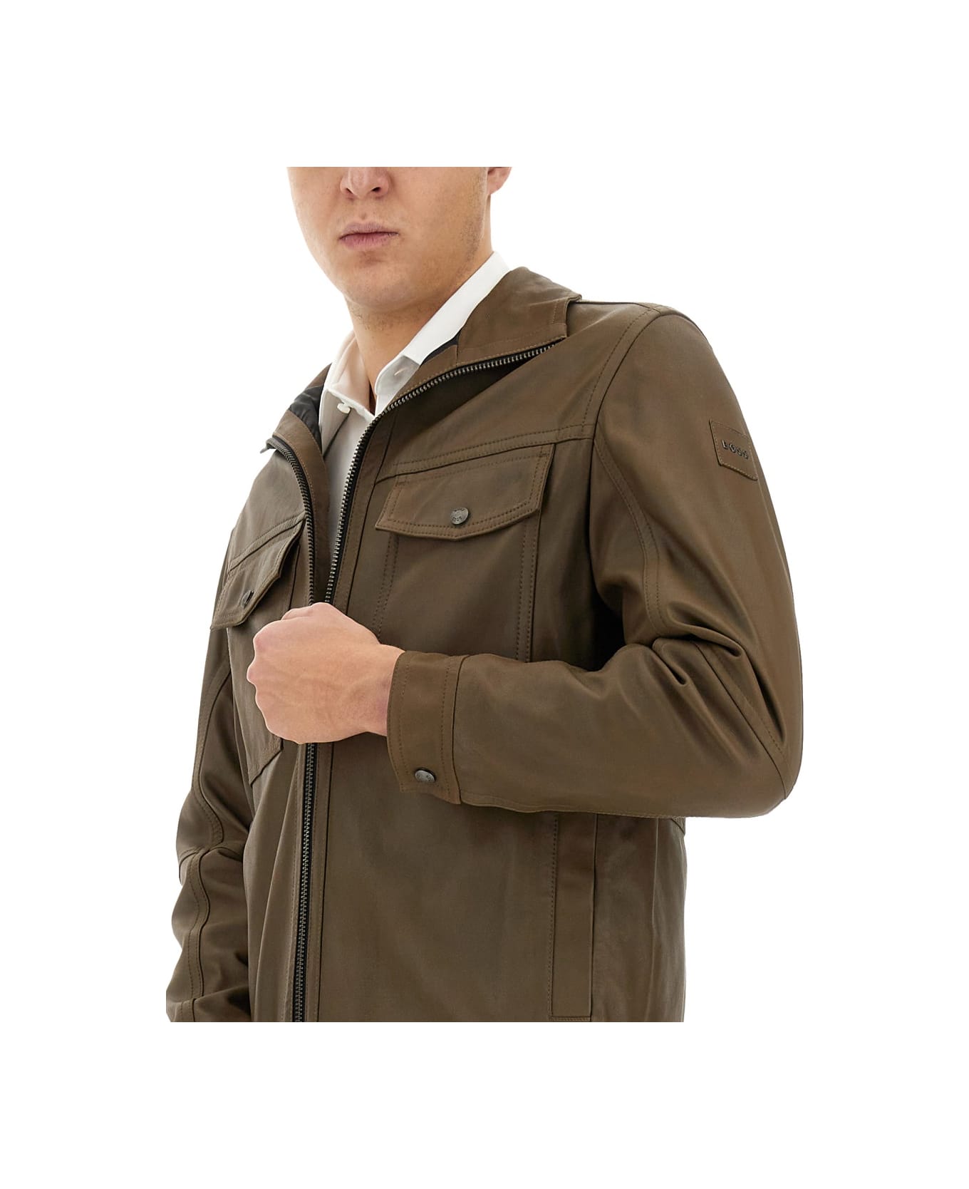 Hugo Boss Jacket With Collar - BROWN ジャケット