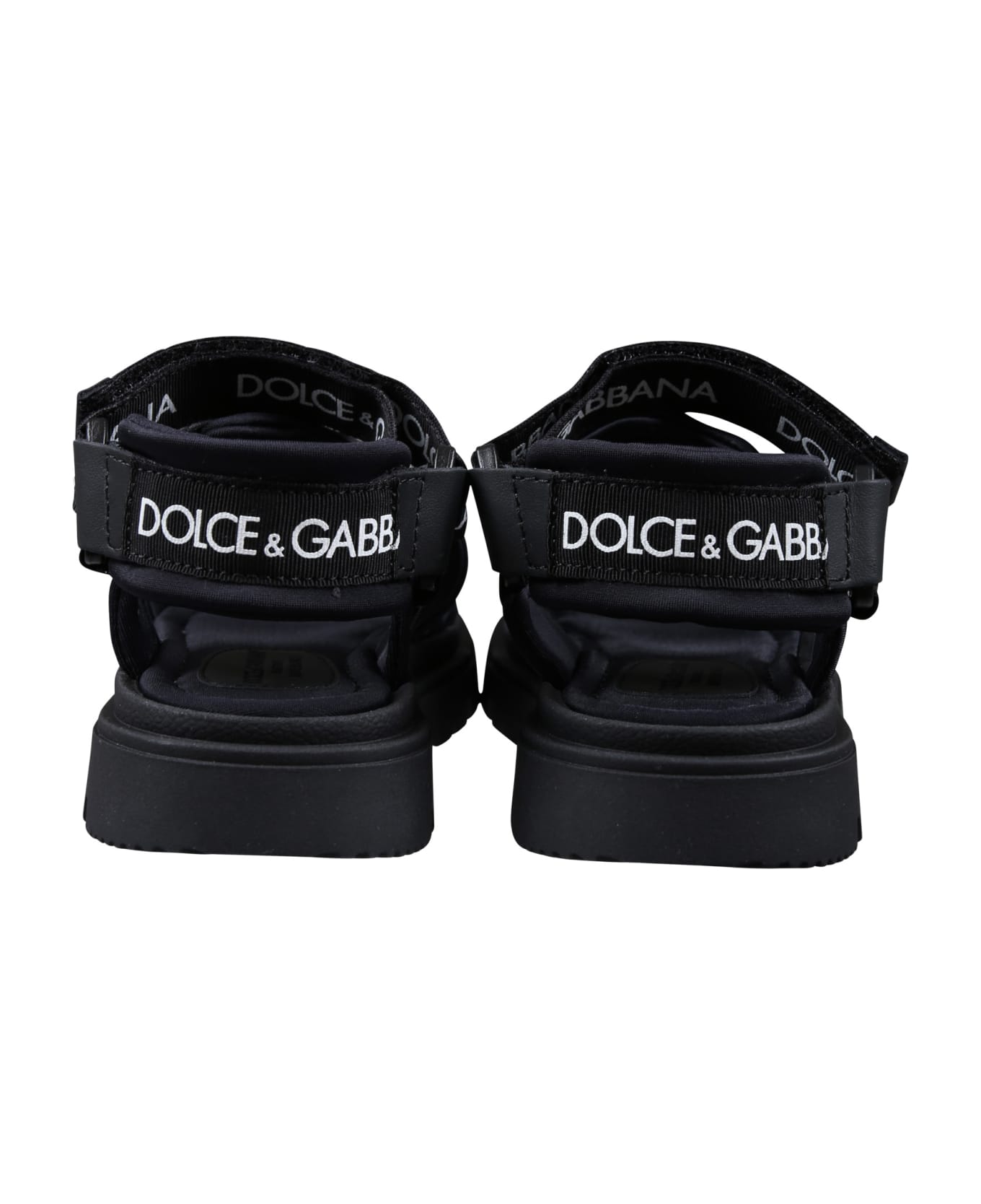 Dolce & Gabbana Black Sandals For Girl With Logo - Nero