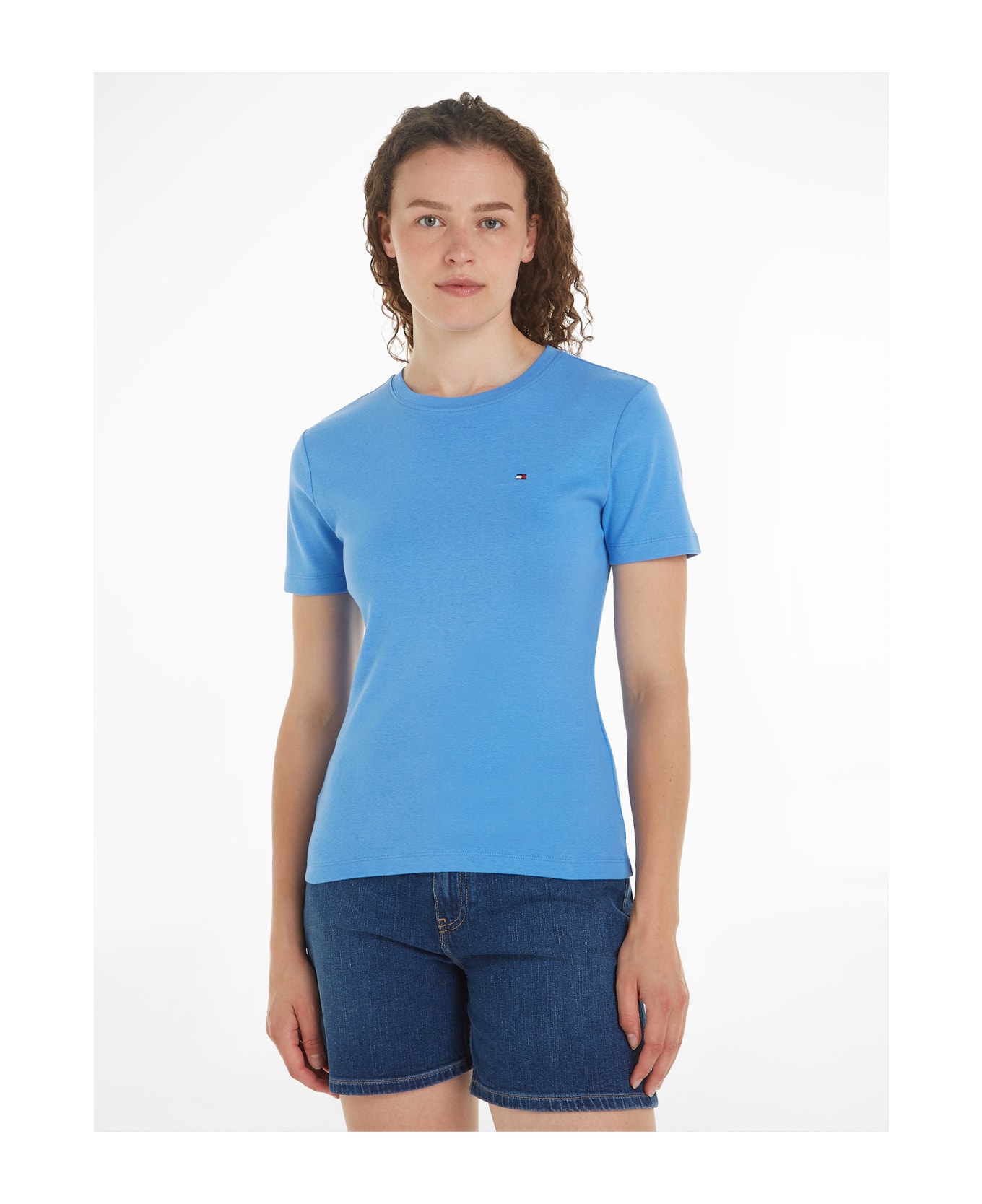 Tommy Hilfiger Light Blue T-shirt With Mini Logo - BLUE SPELL