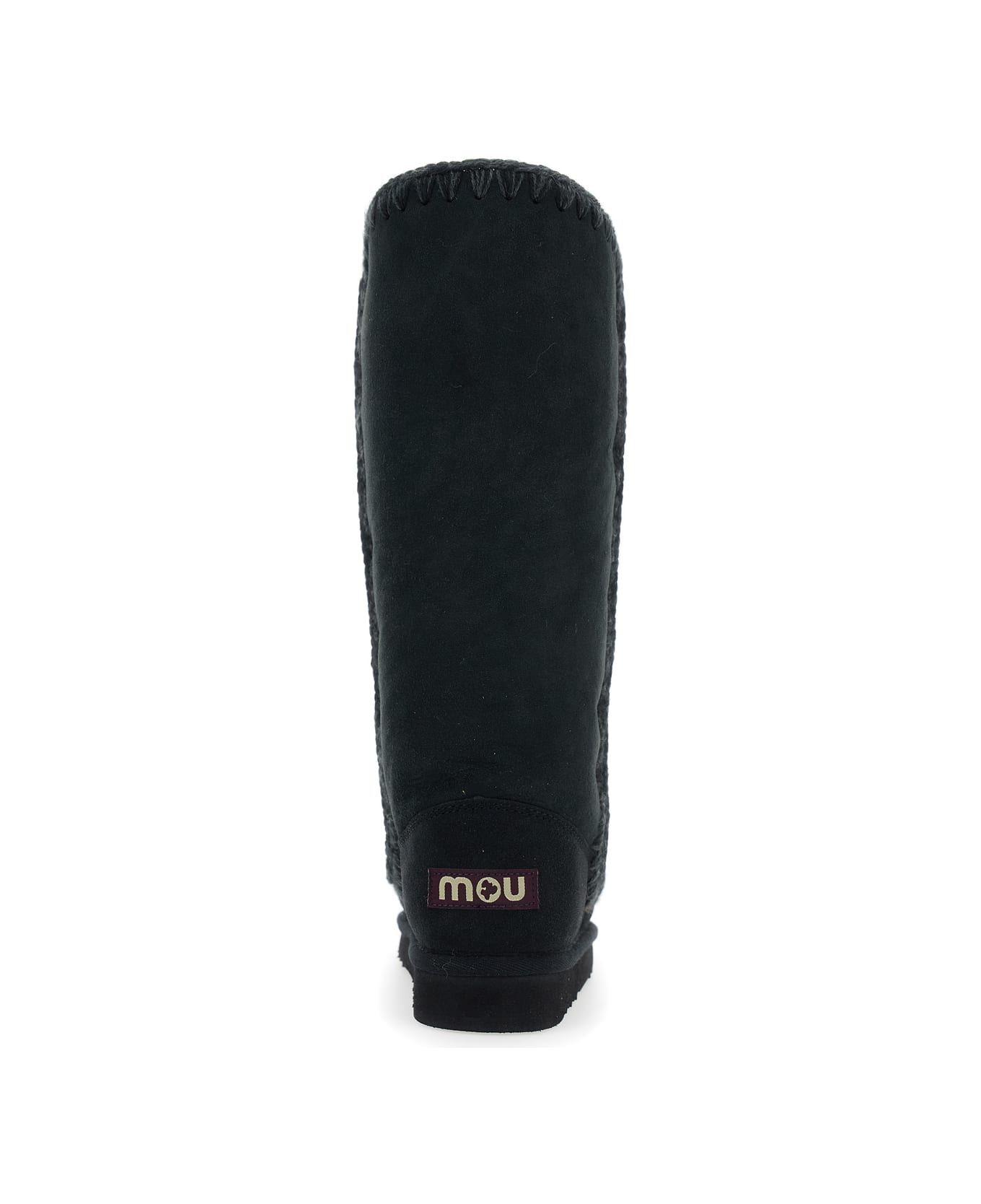 Mou 
eskimo
 Black Boots With Braided Effect And Logo Patch On The Rear In Leather Woman - Black