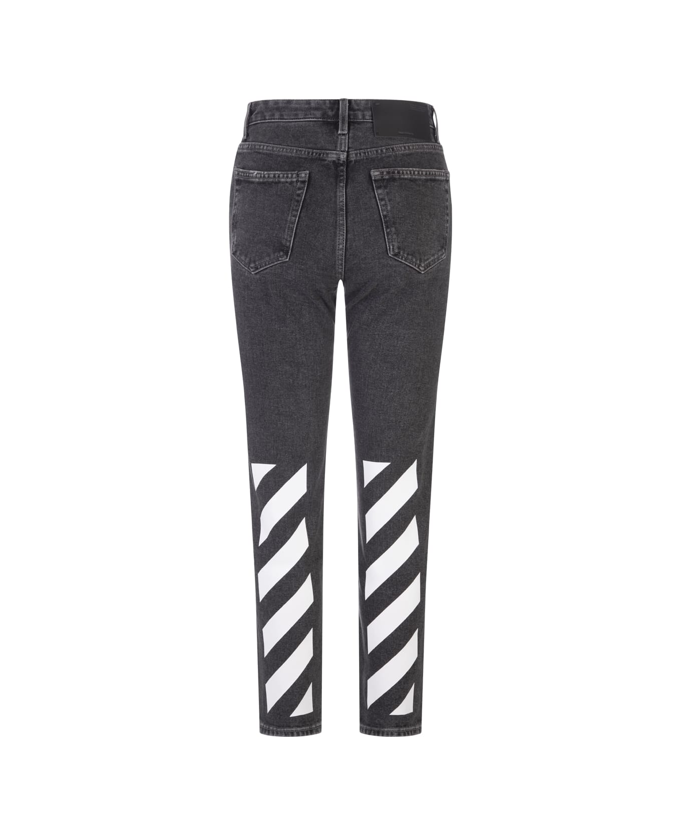 Off-White Woman Grey Jeans With Logo And Diagonals - Dark grey