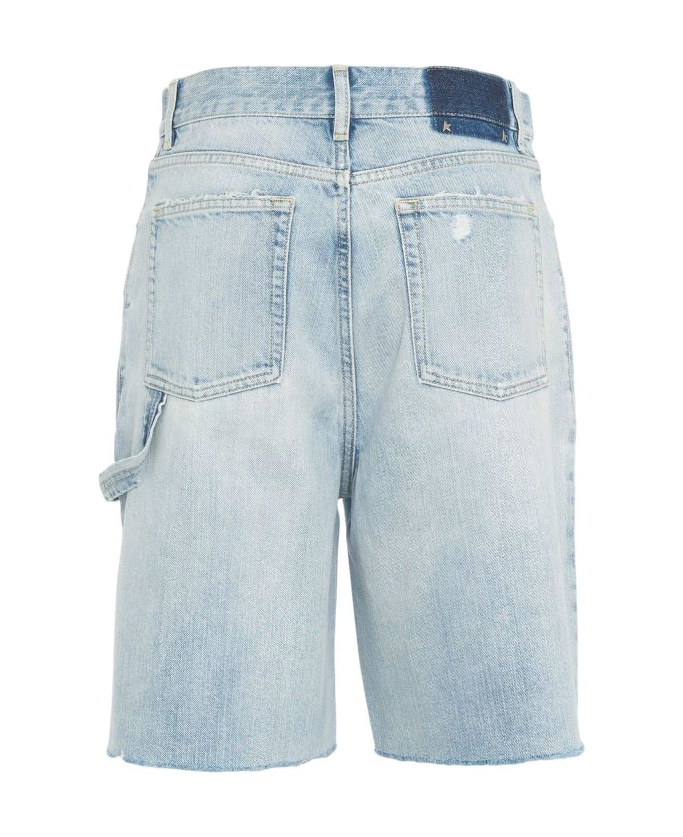 Golden Goose Distressed Denim Bermuda Shorts - Blue