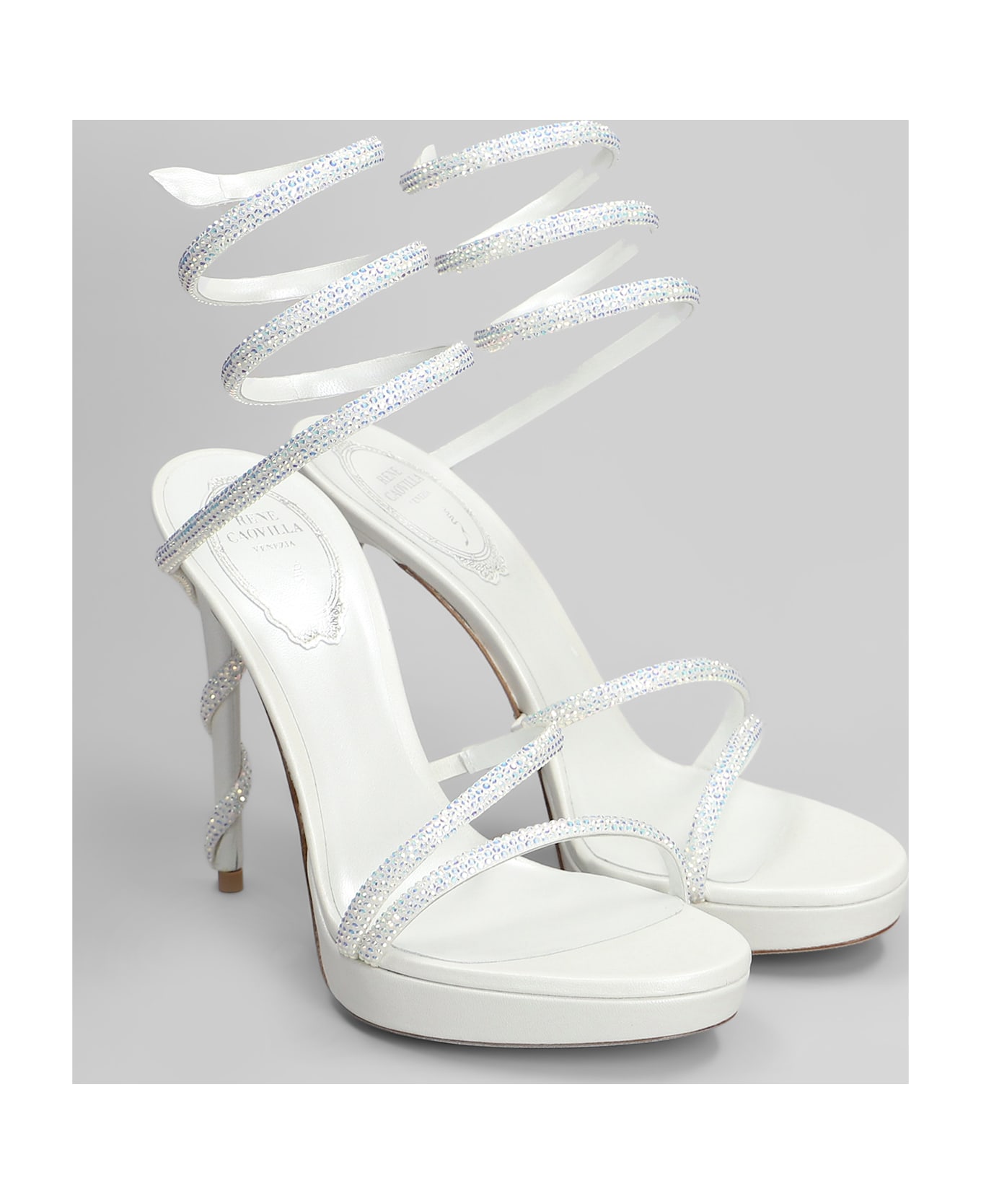 René Caovilla Margot Sandals In White Leather - white
