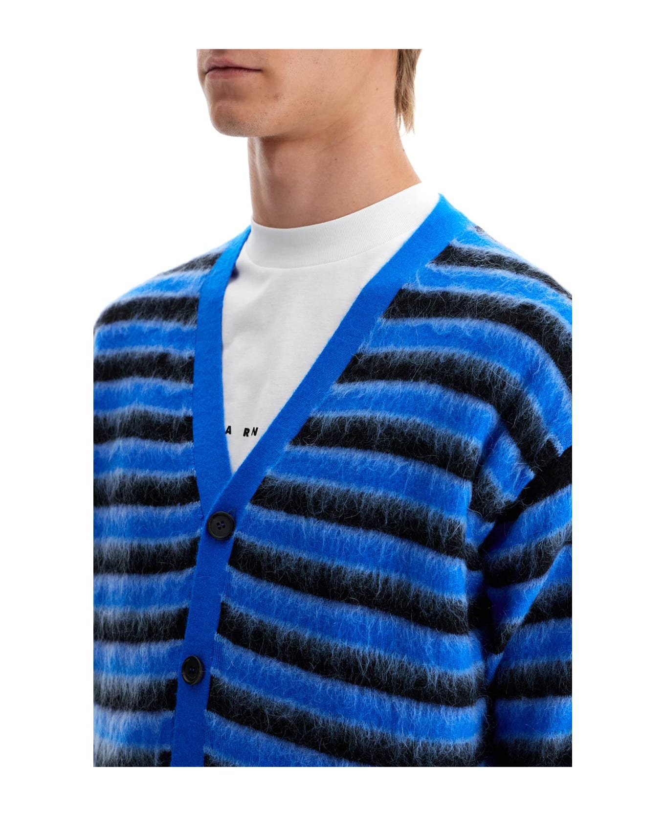 Marni Blue And Black Wool Knitwear - Mazarine Blue
