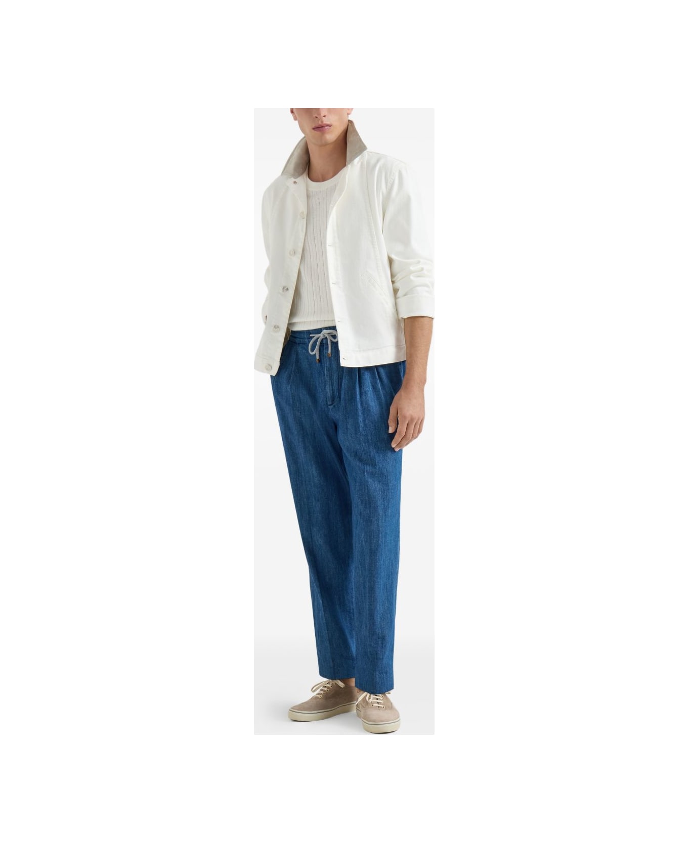 Brunello Cucinelli Cotton Trousers - Clear Blue