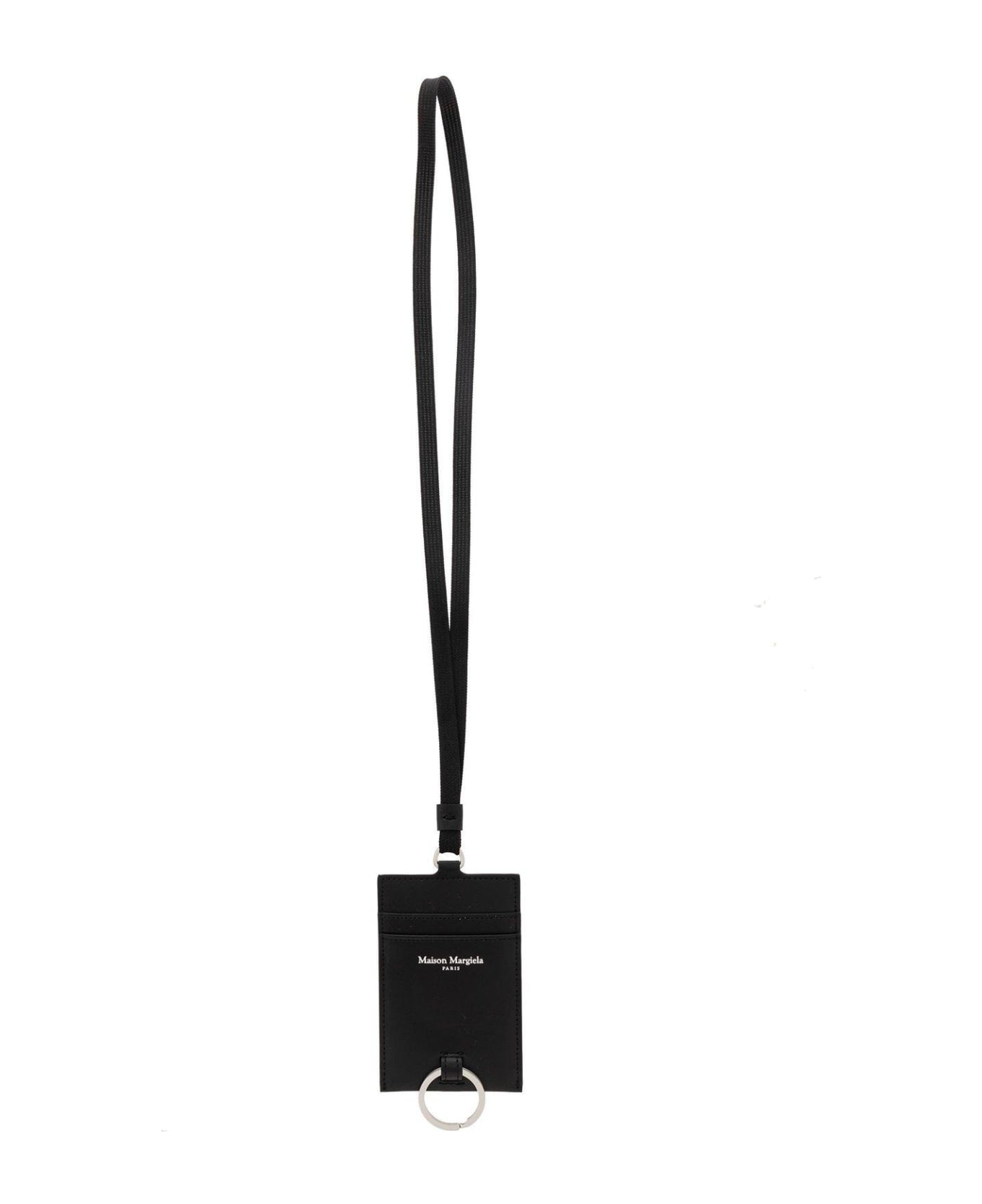 Maison Margiela Logo-printed Neck-strap Cardholder - Black 財布