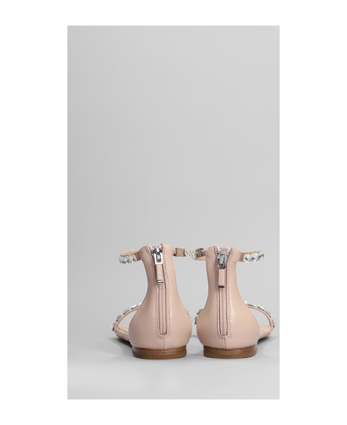 Lola Cruz Flats In Powder Leather - powder