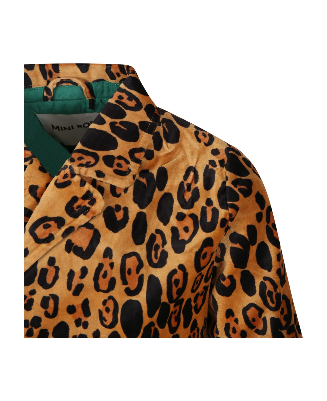 Mini Rodini Brown Jacket For Girl With Leopard Print - Yellow