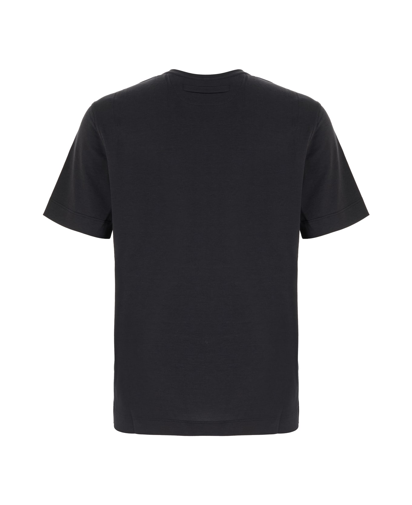 Zegna Charcoal Silk Blend T-shirt - NAVY BLUE