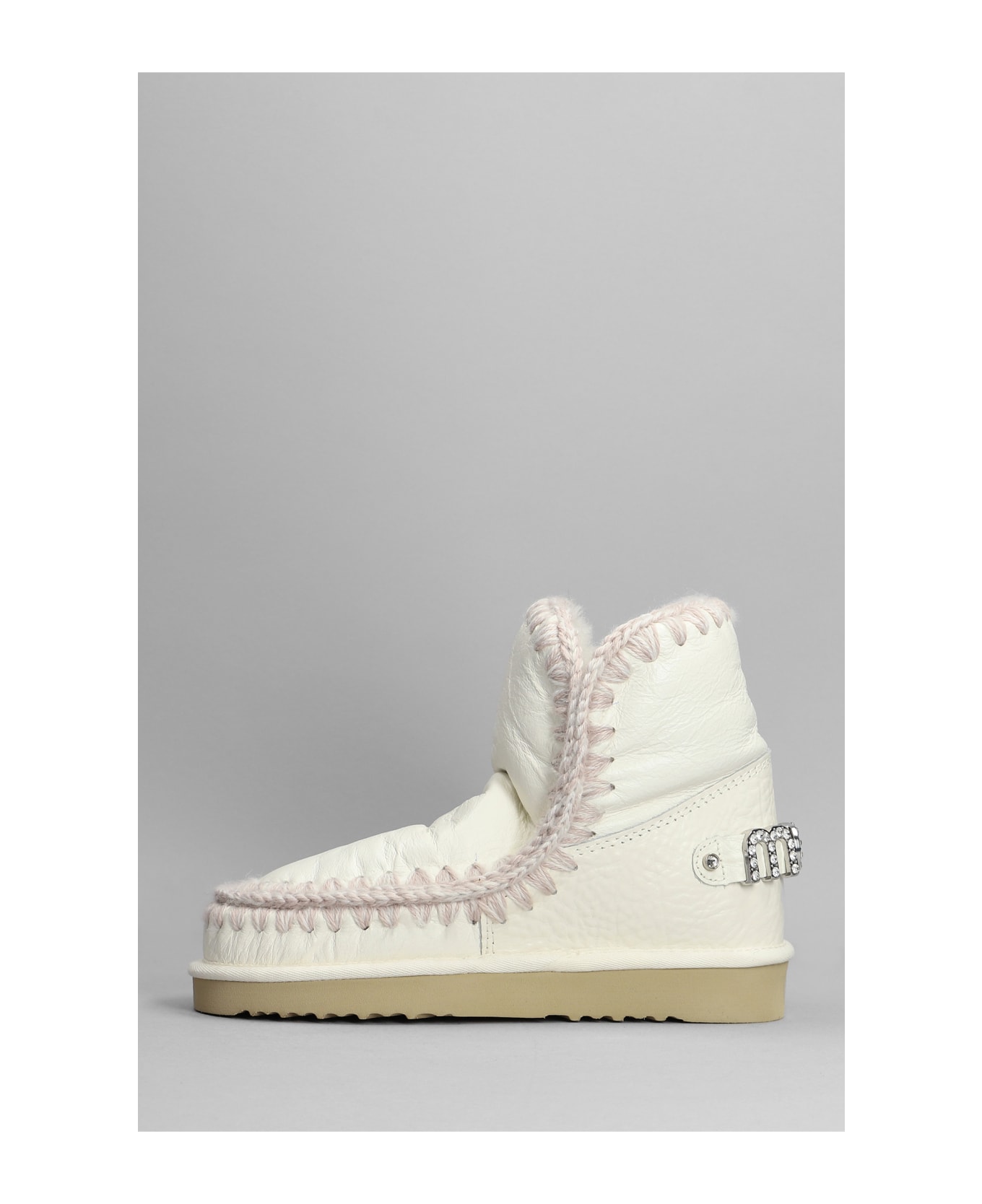 Mou Eskimo 18 Low Heels Ankle Boots In White Leather - white ブーツ