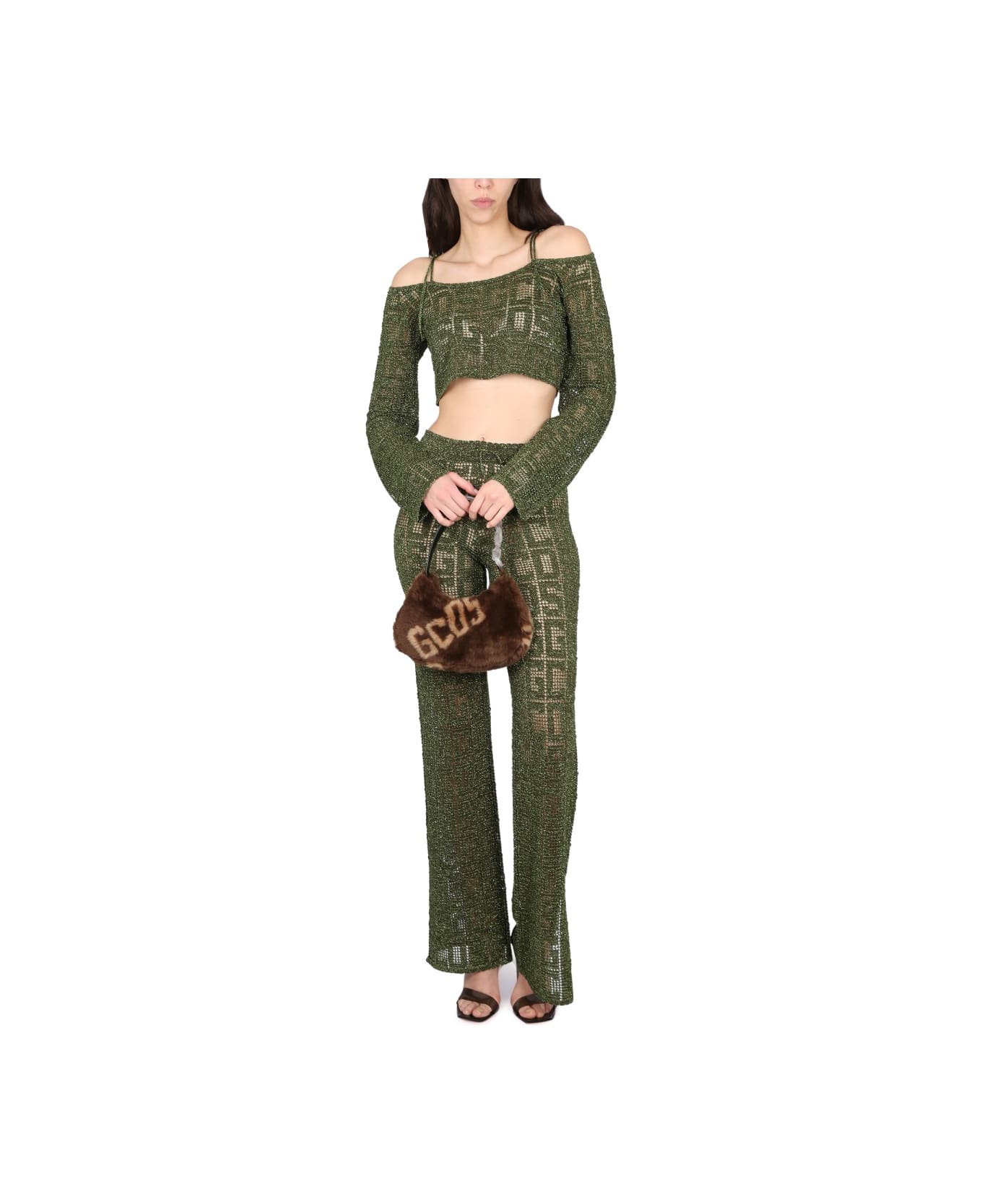 GCDS Monogram Macrame Top - MILITARY GREEN