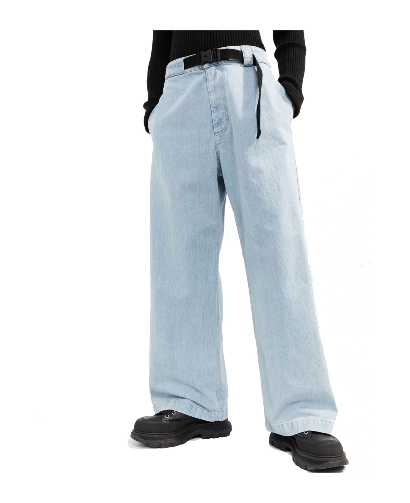 Moncler Belted Denim Jeans - Blue
