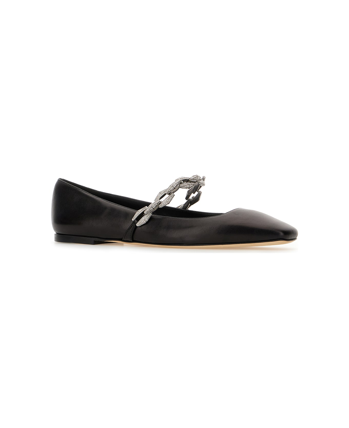Jimmy Choo Black Leather Tilda Ballerinas - BLACK