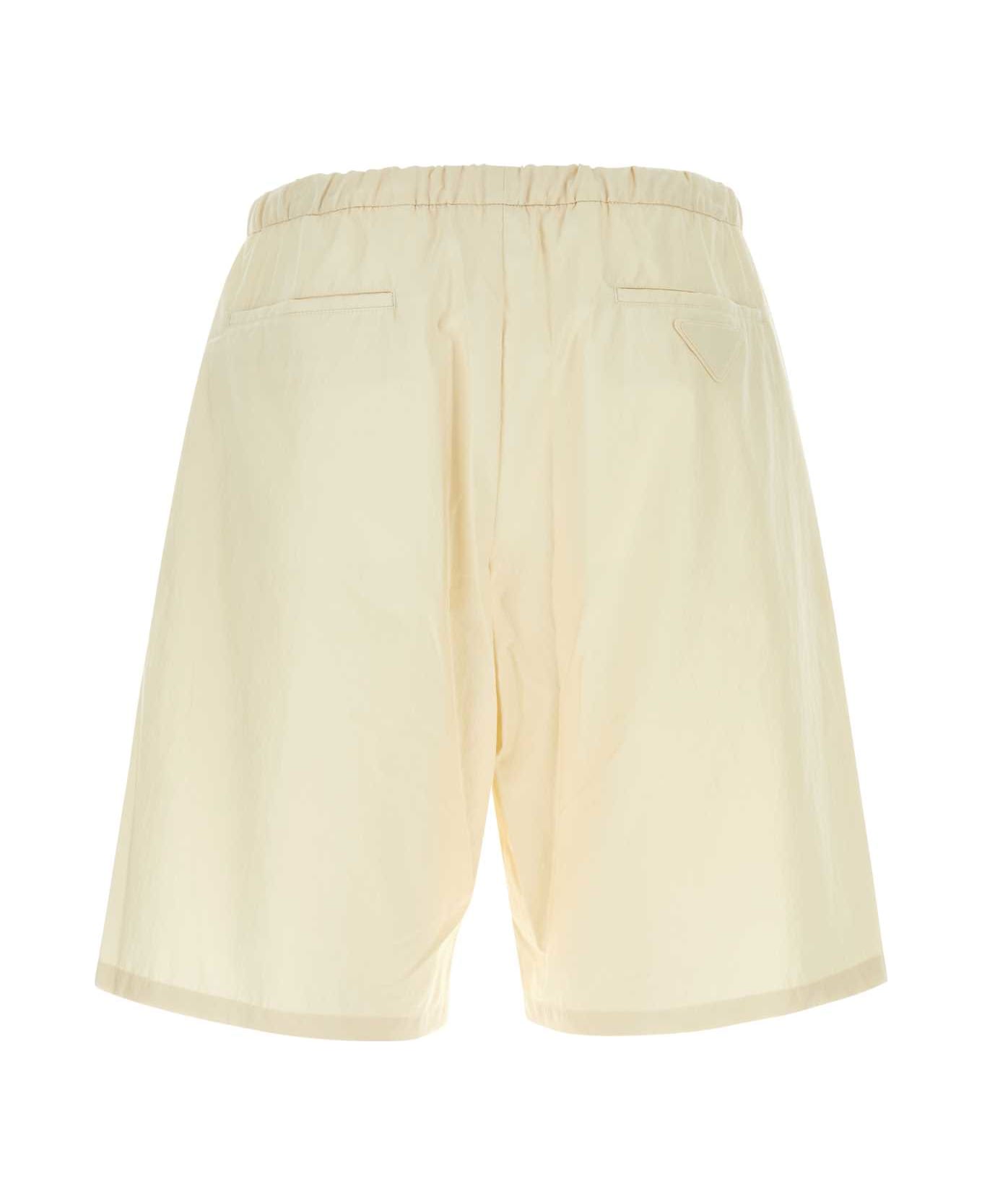 Prada Passtel Yellow Cotton Bermuda Shorts - NATURALE