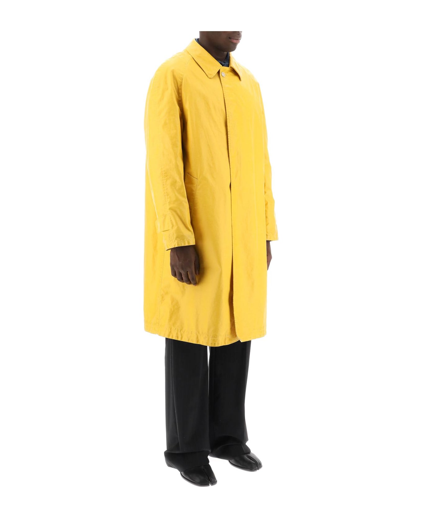 Maison Margiela Trench Coat In Worn-out Effect Coated Cotton - YELLOW (Yellow)