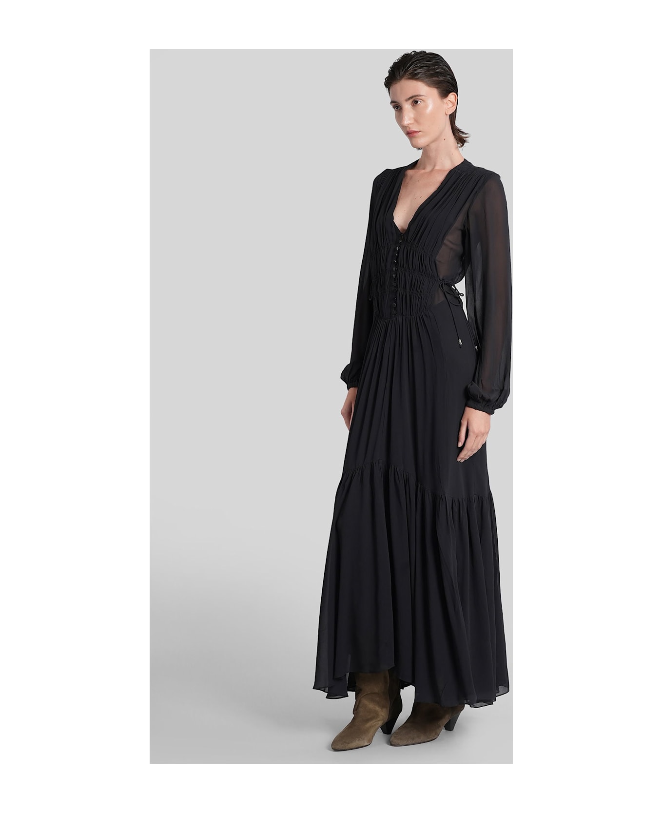 Marant Étoile Briane Long Dress In Black Viscose - black