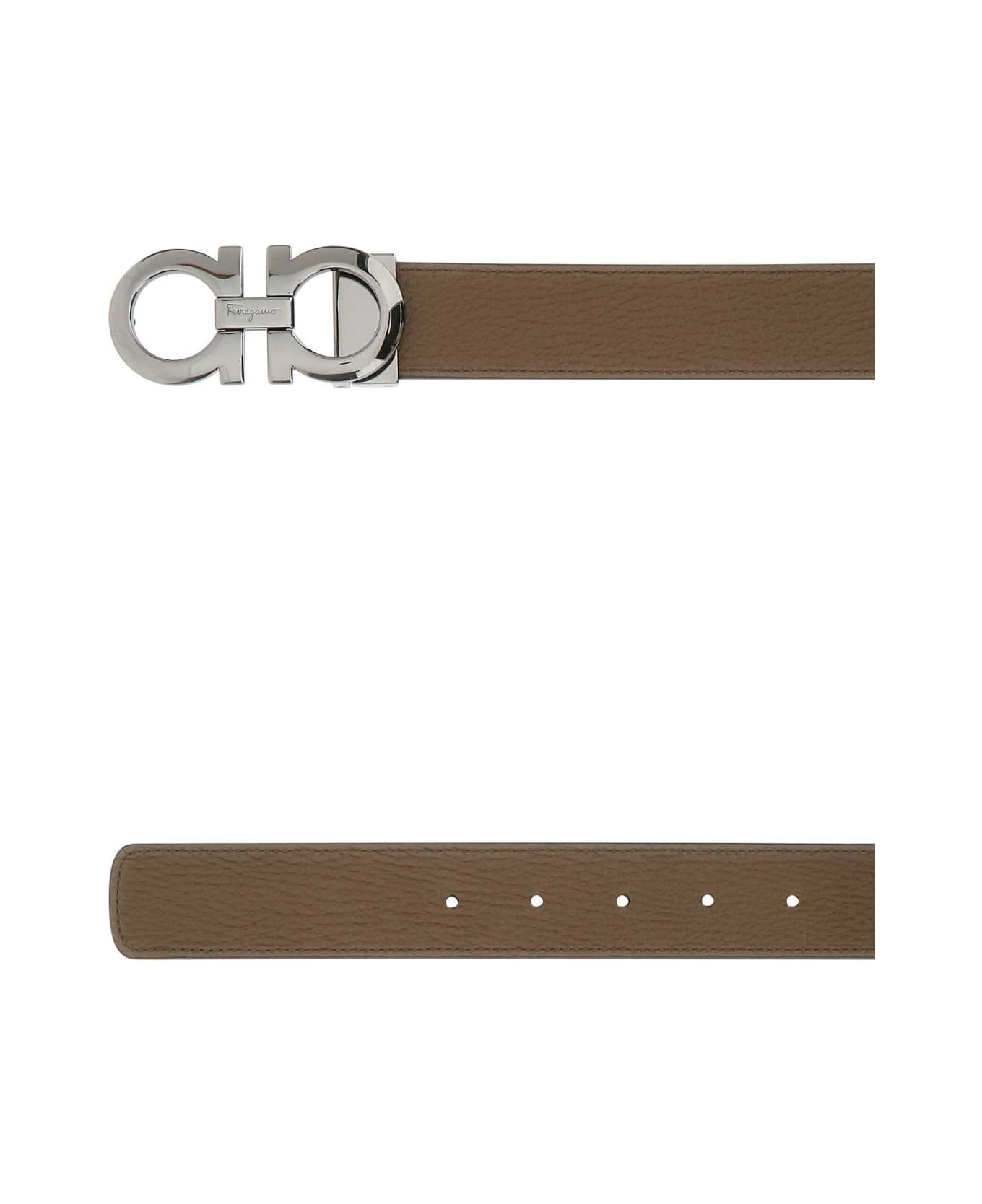 Ferragamo Brown Leather Reversible Belt - BROWNSUGARNERO