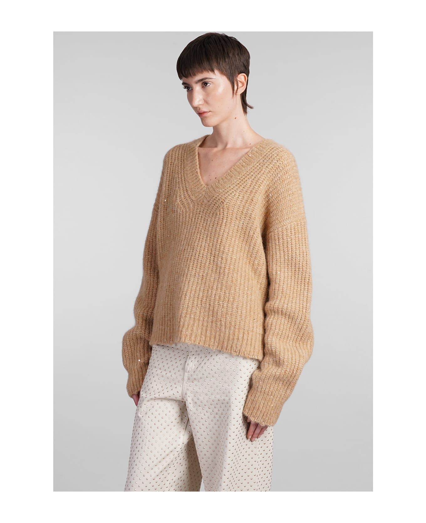 Laneus Knitwear In Camel Cashmere - Beige