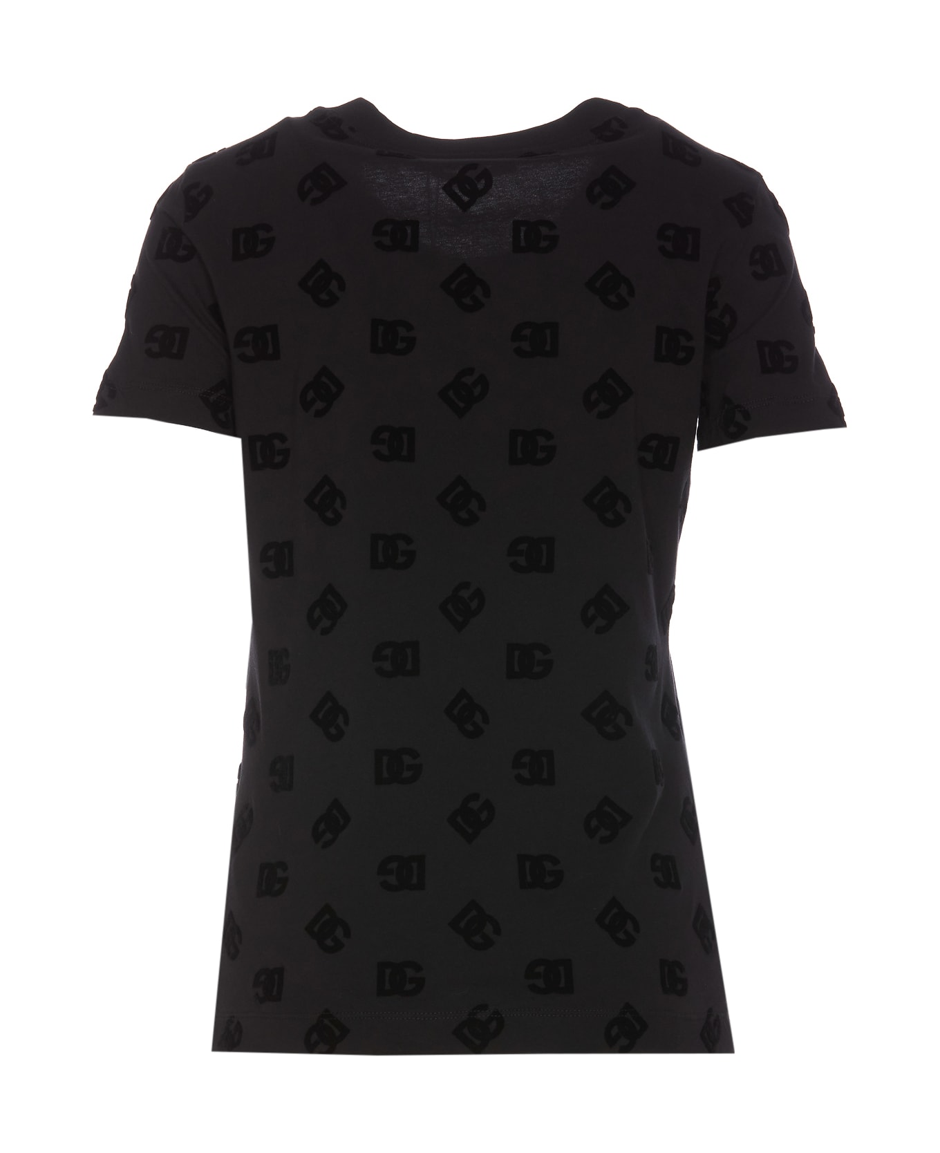Dolce & Gabbana All-over Logo Flocked Jersey T-shirt - Black