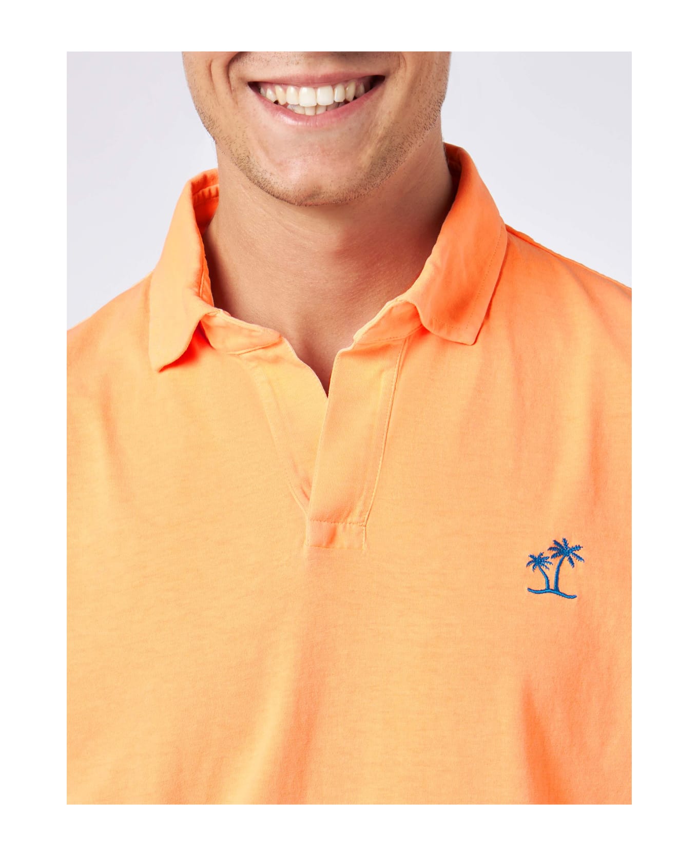 MC2 Saint Barth Man Orange Cotton Jersey Polo - FLUO