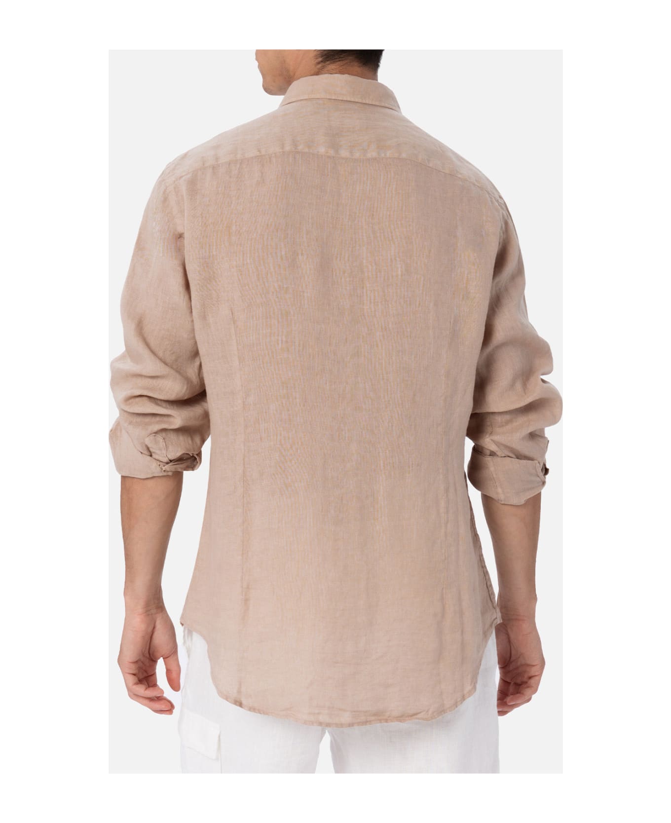 MC2 Saint Barth Man Beige Linen Shirt Pamplona - WHITE