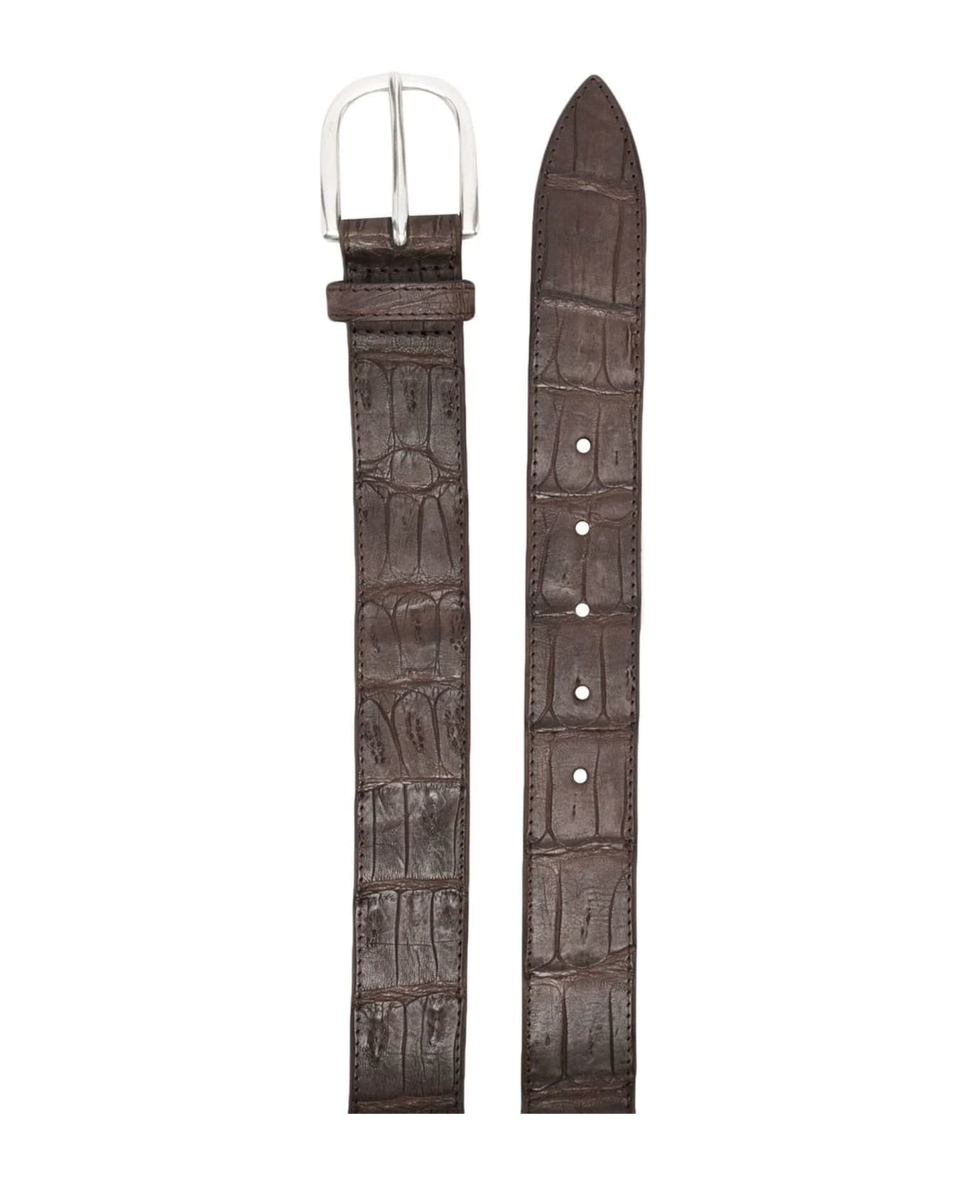 Orciani Cocco Coda Color Classic Crocodile Leather Belt - Brown