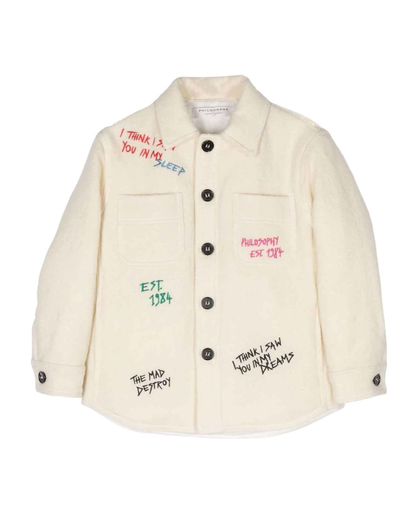 Philosophy di Lorenzo Serafini Kids Cream Jacket Girl - Panna