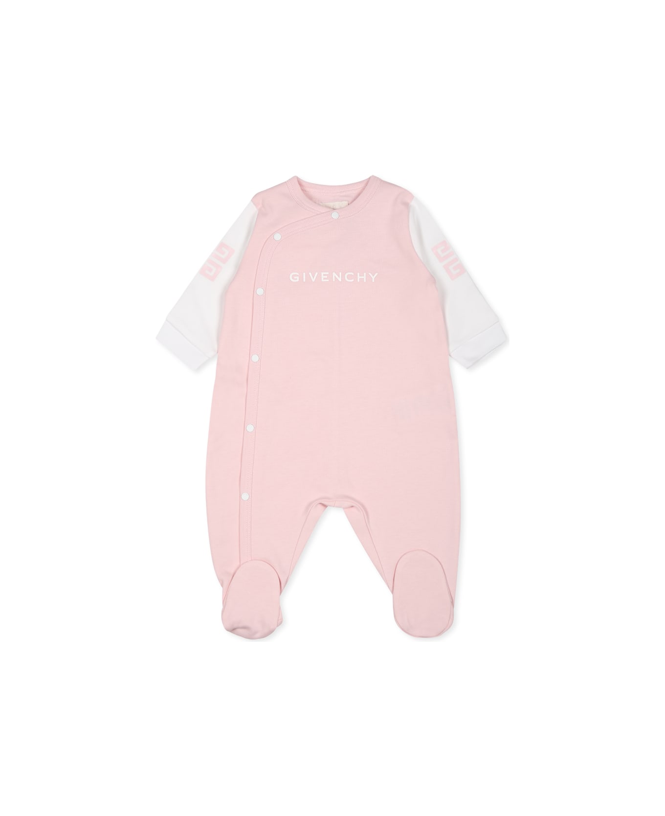 Givenchy Pink Babygrow Set For Baby Girl With Logo - Pink