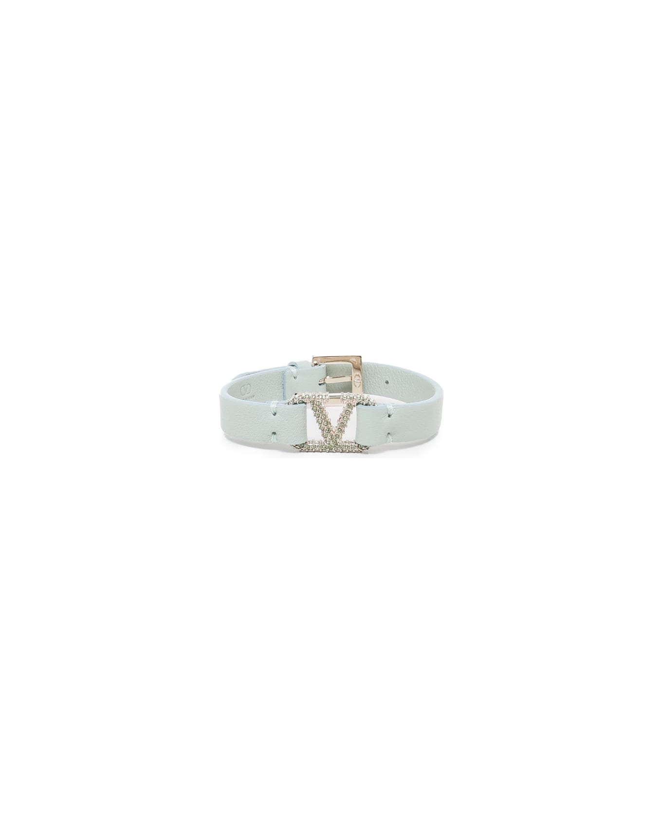 Valentino Garavani Vlogo Bracelet In Calfskin - PALE GREEN