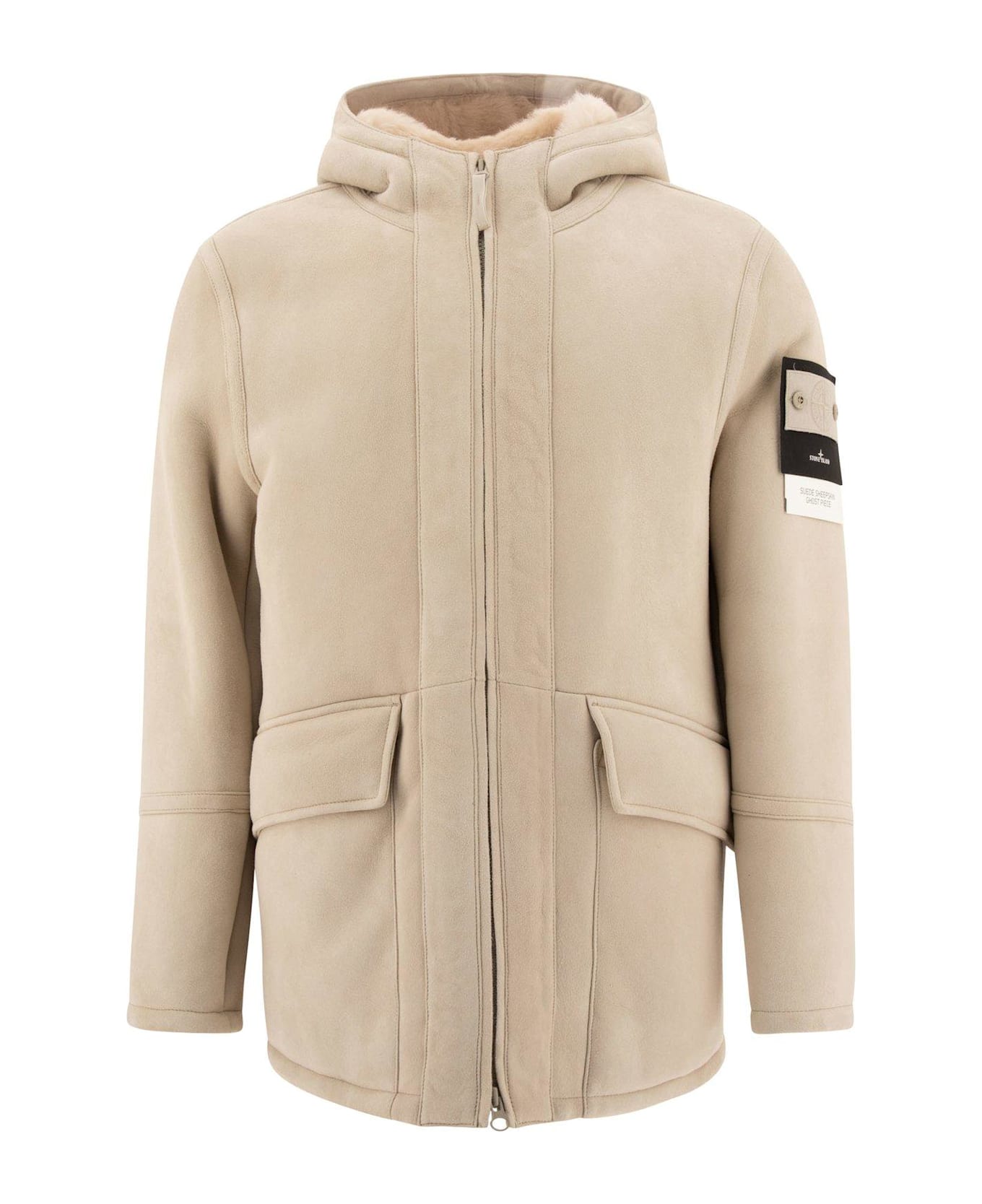 Stone Island Hooded Zipped Jacket - NEUTRALS ジャケット