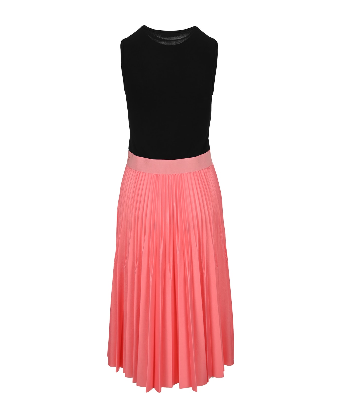 Givenchy Two Tone Pleated Midi Dress - BLACK + PINK
