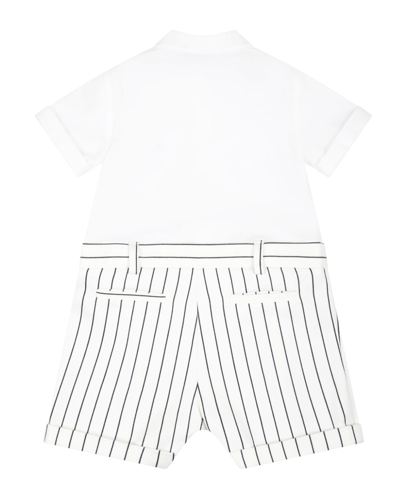 Fay White Romper For Baby Boy With Logo - White