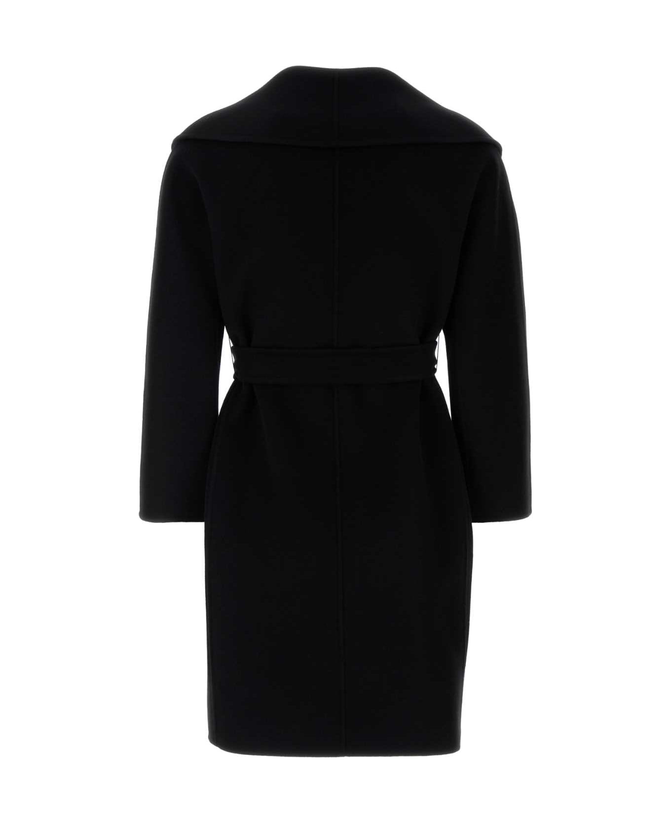 
S Max Mara Black Wool Messi Coat - NERO